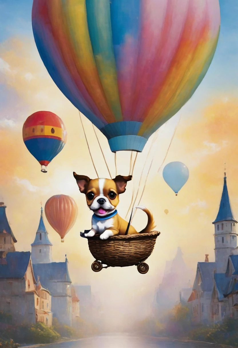 Dog riding in a balloon