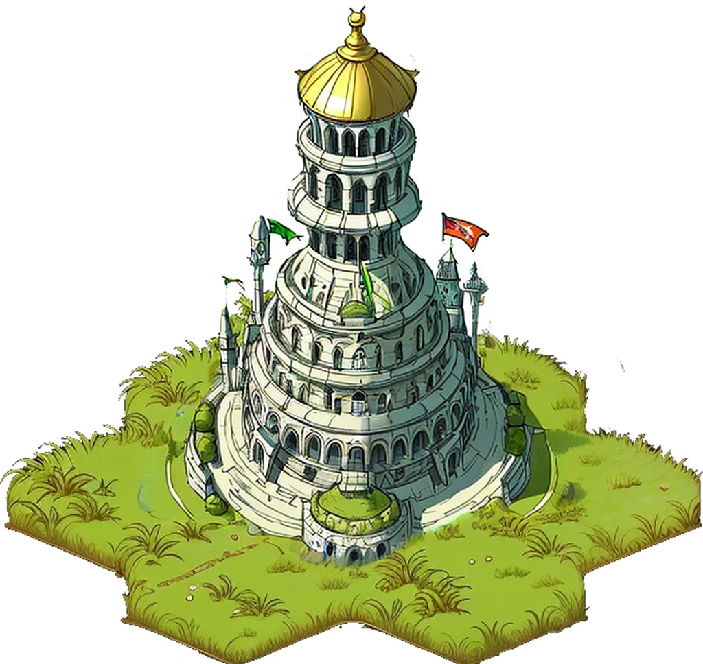 penis shaped tower, round tower, dome top, phalic, penis shaped, anime, anime style,