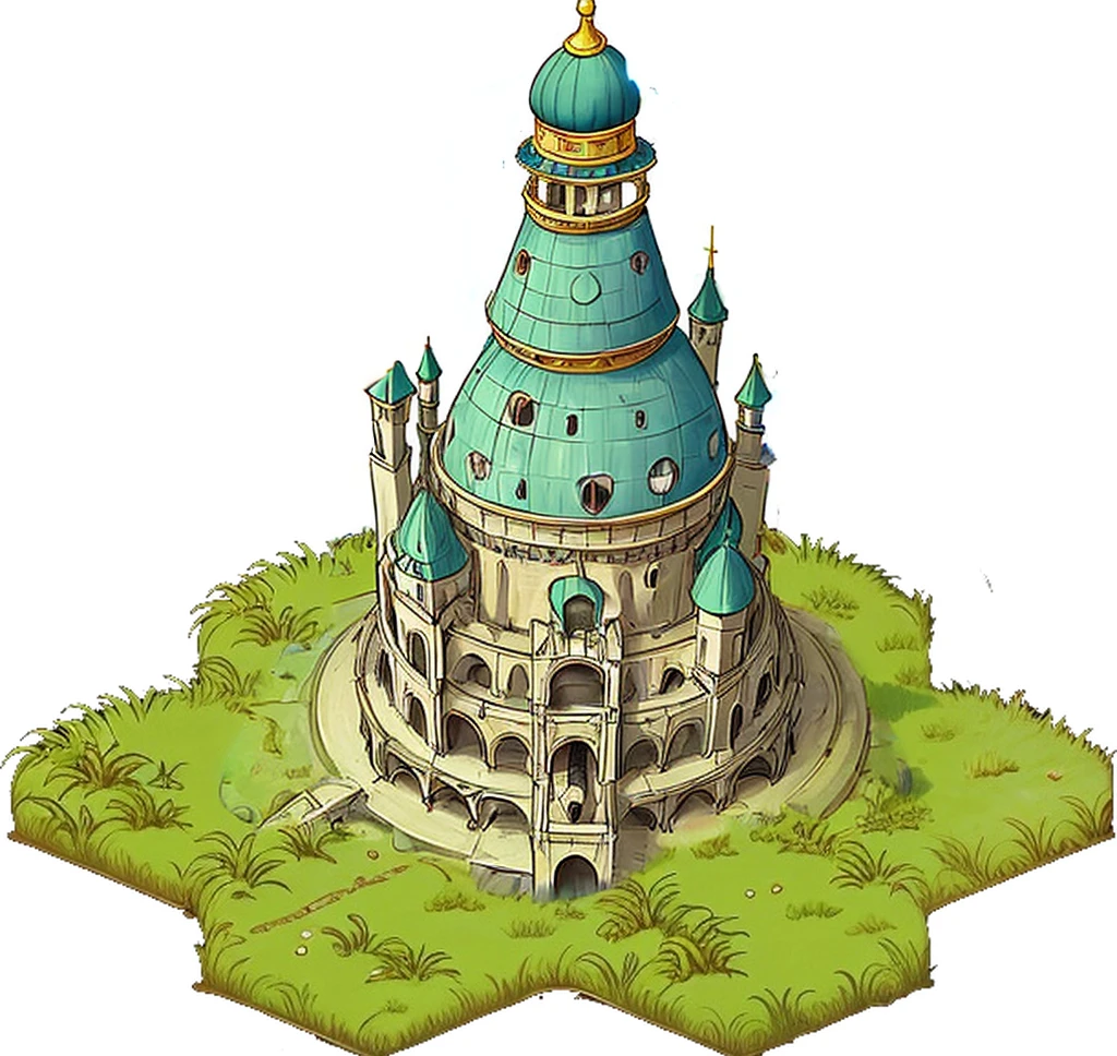 penis shaped tower, round tower, dome top, phalic, penis shaped, anime, anime style,