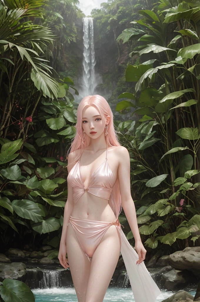 (masterpiece, High resolution), Aoa, avatar dove cameron, 1 girl, Na'we , pale pink skin, rose gold skin, 8k, Outback, tropical temple, jungle, toned, trees in the background, sweat, depth of field, crowded, clean, detailed, hyperdetailed, Intricate, rose gold skin, detailed skin, skin pores, ultra quality, film grain, by white, Red eyes, pink skin, waterfall in the background, swimming in tropical jungle river, waterfall in the background, Morning light, long by white, thin, hairless tail, rose gold skin, no blue skin, no pigmentation, pink na'we, pink avatar, , NSFW. pusseast,