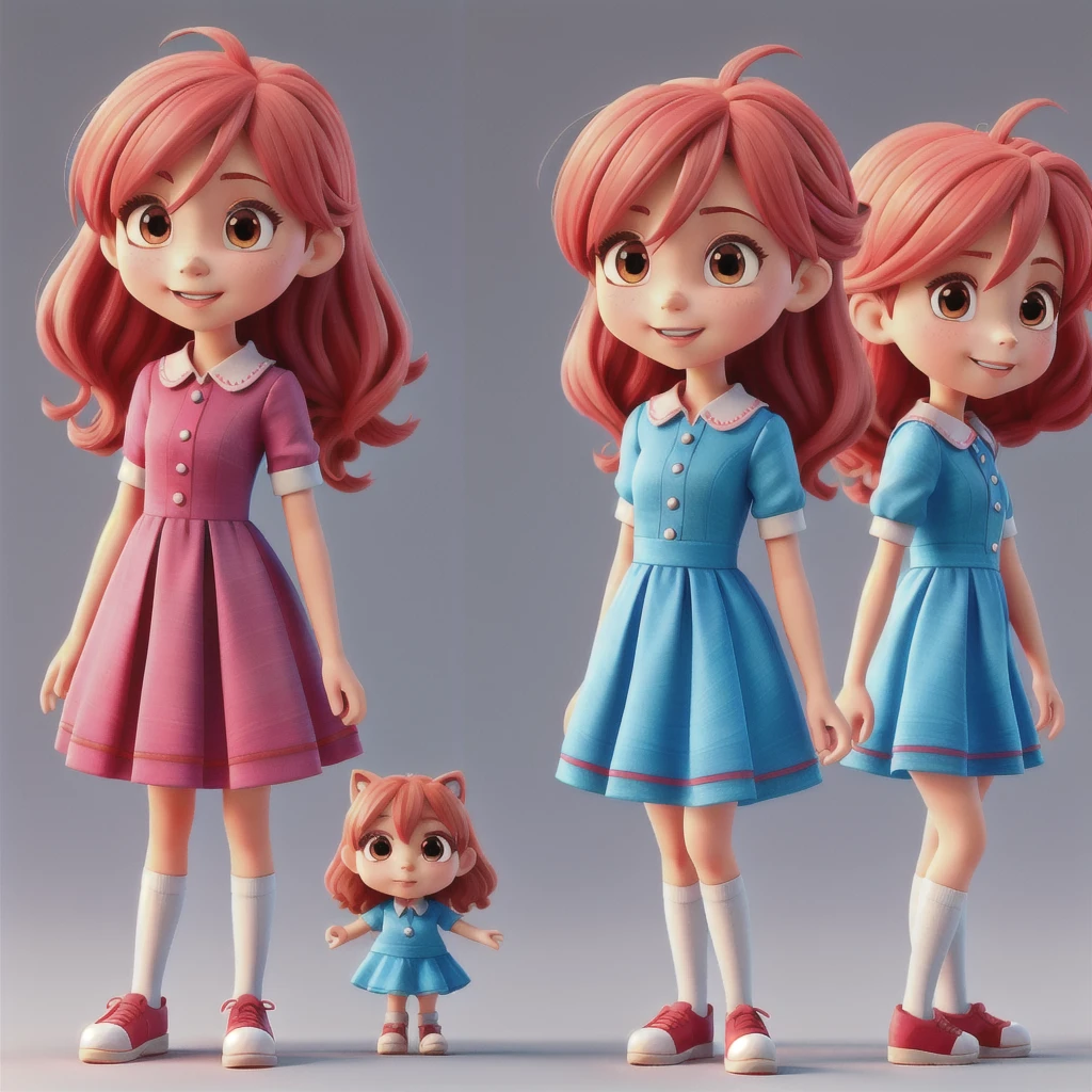 a close up of four images of a girl in a dress, 1style character, same girl with 4 different outfits, anime styled 3d, render of a cute 3d anime girl, stylized anime, stylized character, 3 d render stylized, high quality character design, stylized character design, cute cartoon character, 3d characters, anime stylized, animation character, cute 3 d render