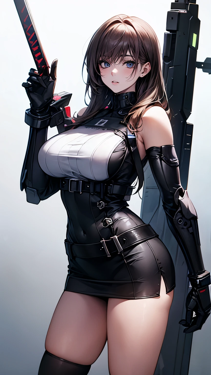 ((highest quality)),(ultra high resolution),(Super detailed),(detailed description),((best CG)),(best work of art),super precision art,amazing drawing art,(Sci-fi art with precise details:1.5), (woman:1.7),(beautiful and well-shaped face:1.7),((A detailed and detailed combat suit:1.6))Harness:1.4,,((Holds a sickle-shaped laser blade in both hands.:1.8)),income