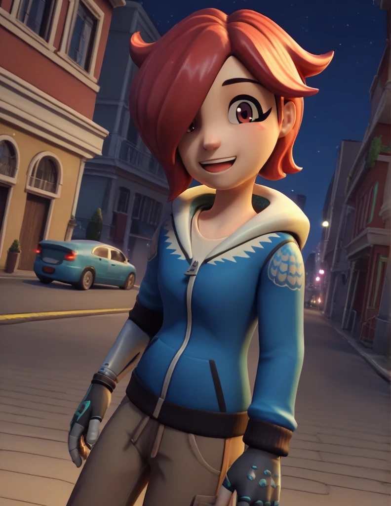 score_9, score_8_up, score_7_up, source_anime,
turboartificialrapidintelligence, turbo artificial rapid intelligence, red hair,hair over one eye, brown eyes, 3d,
hood, hoodie,
outside, street, night city, on side, happy,
looking at viewer, dutch angle, solo,