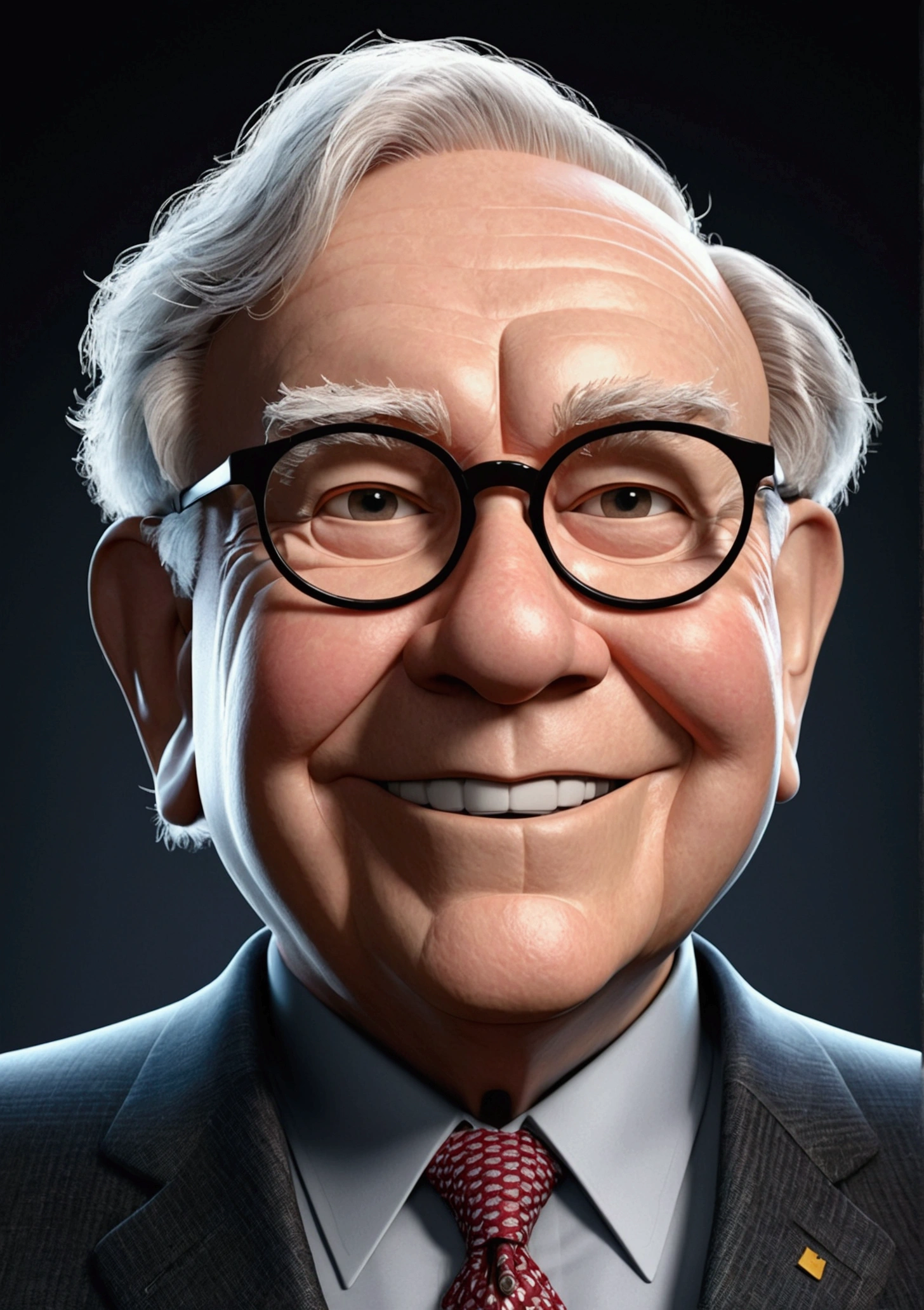 Warren Buffett smiled in a suit.., Pixar, .3d, Disney,9:16,Facing forward