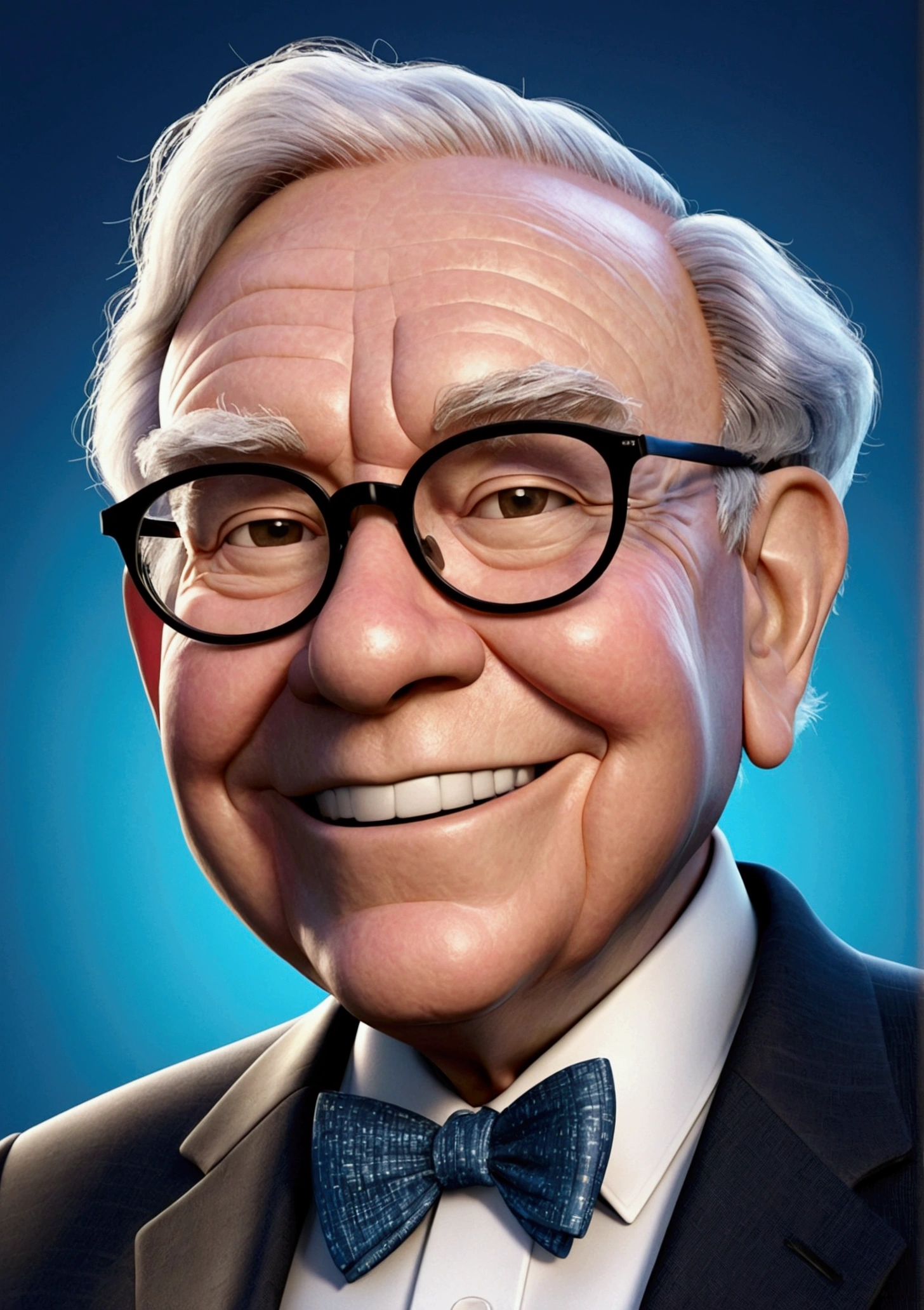 Warren Buffett smiled in a suit.., Pixar, .3d, Disney,9:16,Facing forward