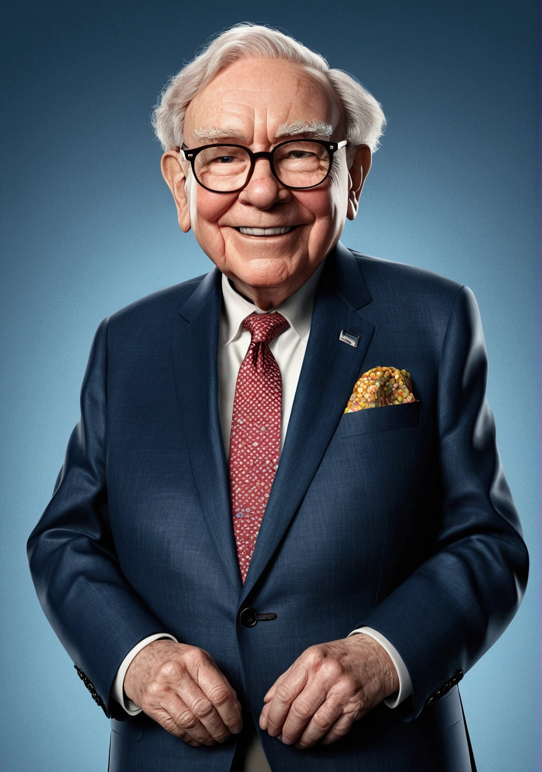 Warren Buffett smiled in a suit.., Pixar, .3d, Disney,9:16,Facing forward
