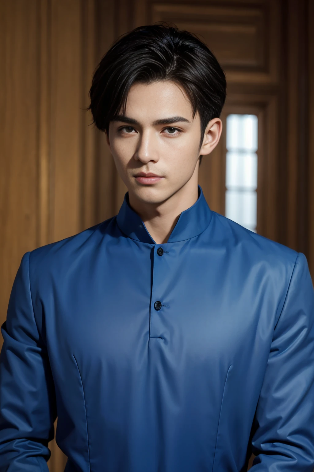 ((masterpiece)),((best quality)),8K,high detail,Very detailed, Very manly,3 men, like,fashion pose, Realistic skin texture, Light,
Royal blue style couple,Perfect hand details