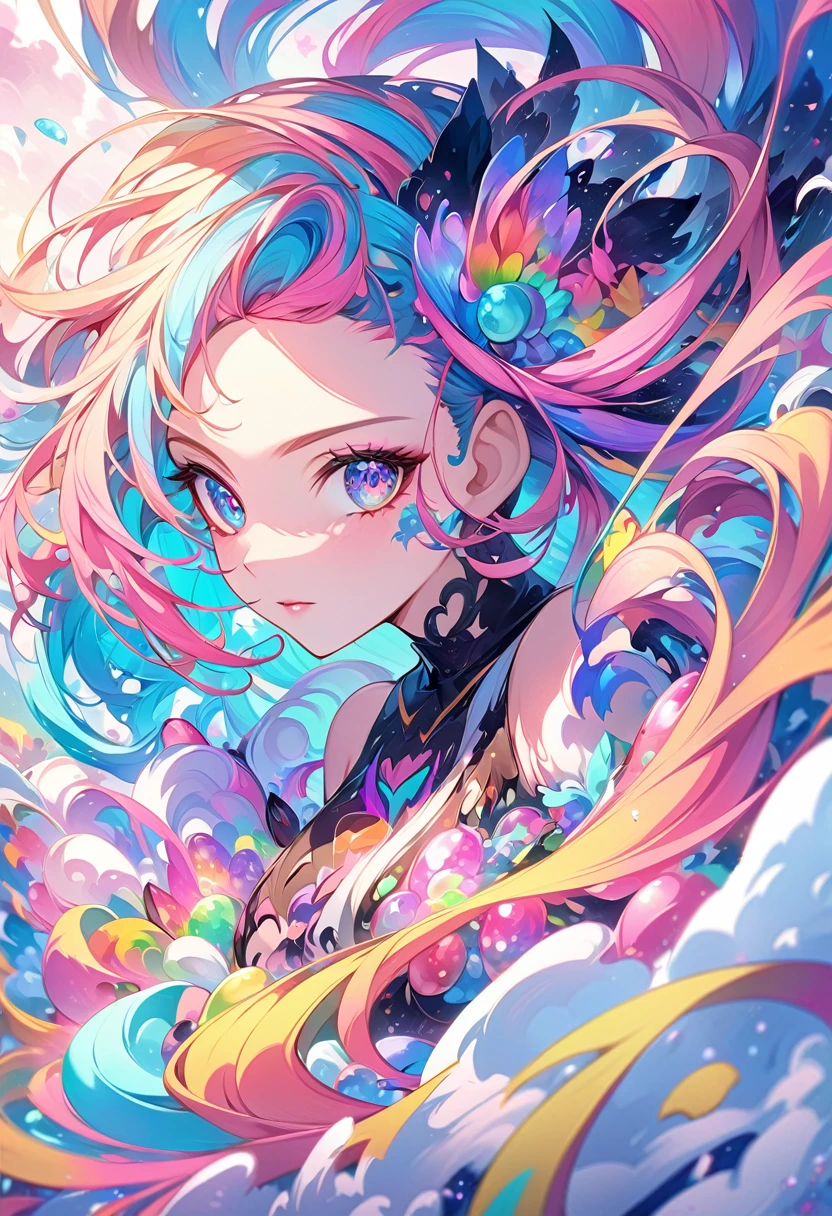 Anime girl with colorful hair and colorful dress, rossdraws pastel vivid, rossdraws cartoon vibrant, Anime Style 4k, Beautiful anime portraits, art germ colorful!!!, ! Dream Art Germ, Beautiful Anime Girls, Anime style digital art, anime art wallpaper 4k, anime art wallpaper 4k, Digital anime art, Highly detailed art gems