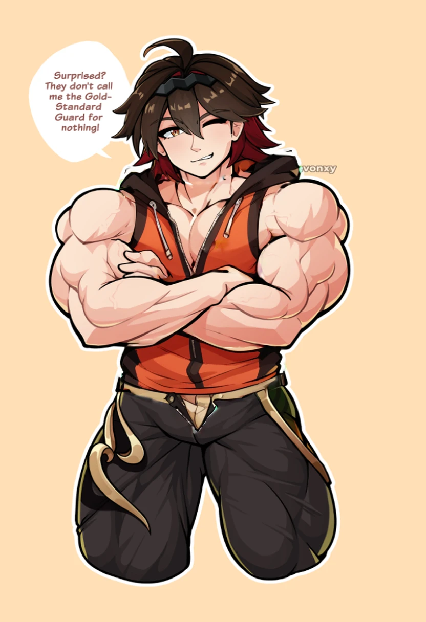 (Nsfw:1.3) remove clothes, muscular man, shirtless, unzipped pants, topless, muscles, hairless,