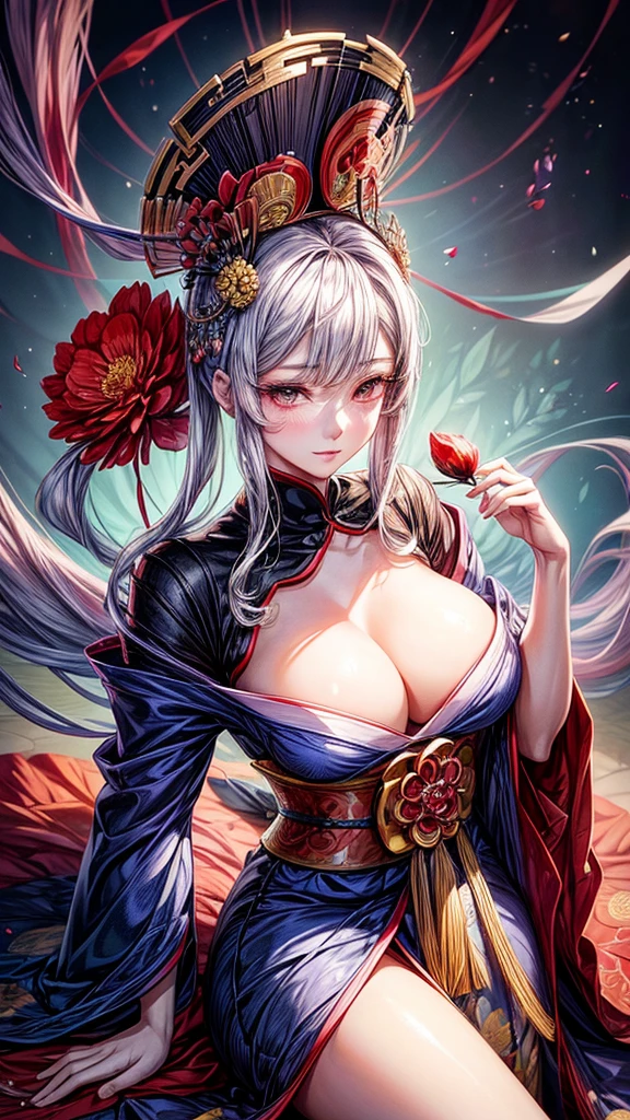 arafed woman with a fan and a flower in her hair, exquisite digital illustration, a beautiful artwork illustration, stunning digital illustration, beautiful digital artwork, inspired by Yun Du-seo, in style of digital illustration, chinese empress, portrait of geisha, a beautiful fantasy empress, beautiful digital illustration, portrait of a beautiful geisha, portrait of a geisha