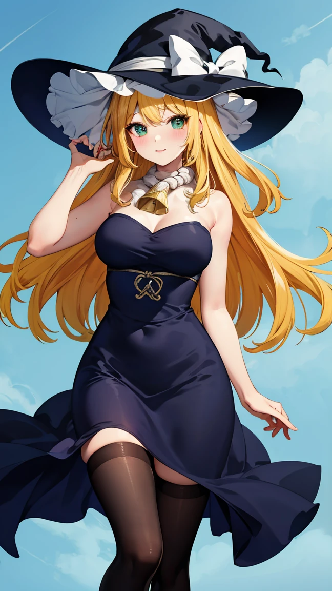 there is a woman in a hat and stockings posing for a picture, flirty anime witch casting magic, marisa kirisame, seraphine ahri kda, beautiful cowboy witch, ayaka cosplay, pretty sorceress, black magician girl, kirisame marisa from touhou, , sakimichan, cosplay, anime girl cosplay, ruri, rope around neck, 