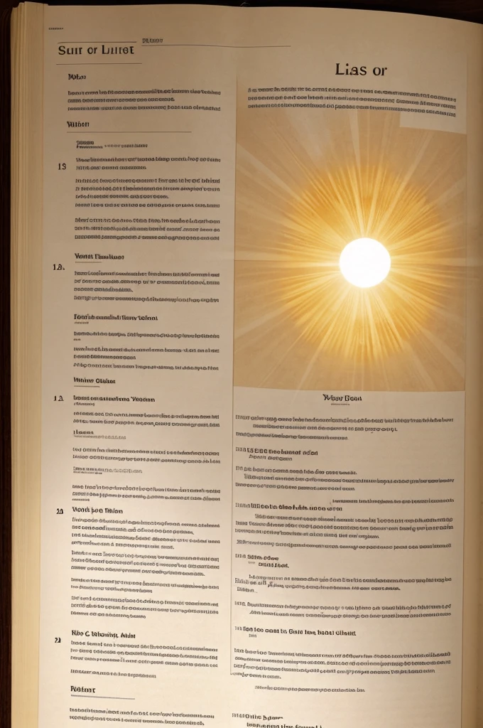 A sun in the left of the page in which  the sun rays have a list of names 
