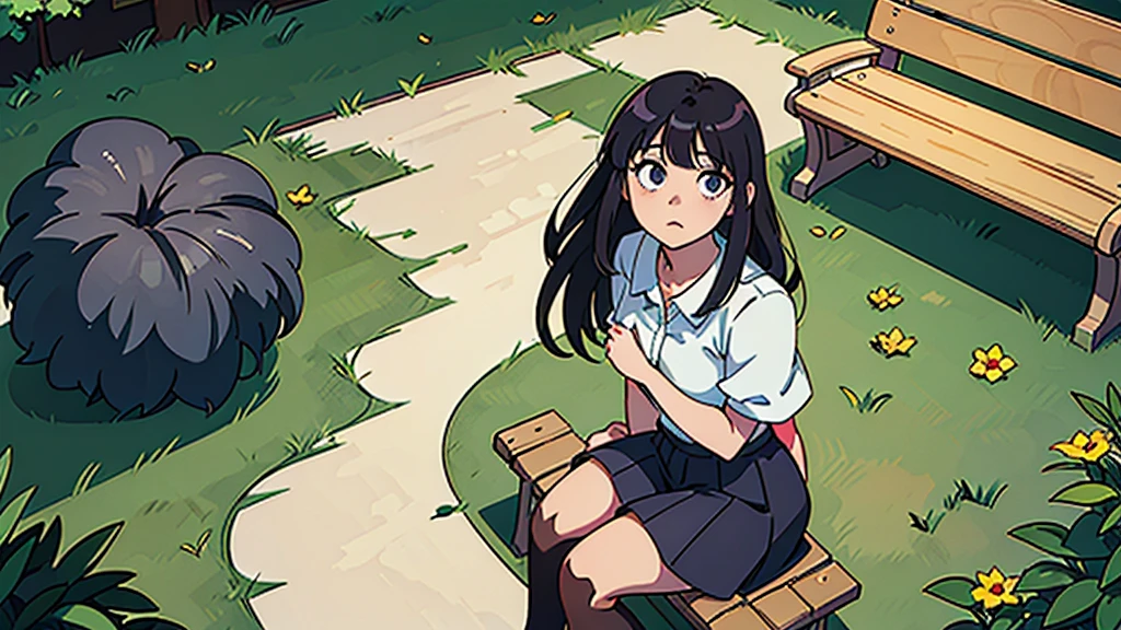 masterpiece, Best quality, (2d anime background), (Visual novel), (Best quality), (best illustration), (best shadow), beautiful detailed glow, Park, Benches, daytime lighting, anime, background