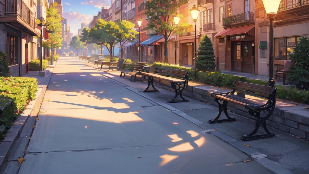masterpiece, Best quality, (2d anime background), (Visual novel), (Best quality), (best illustration), (best shadow), beautiful detailed glow, Park, Benches, daytime lighting, anime, background