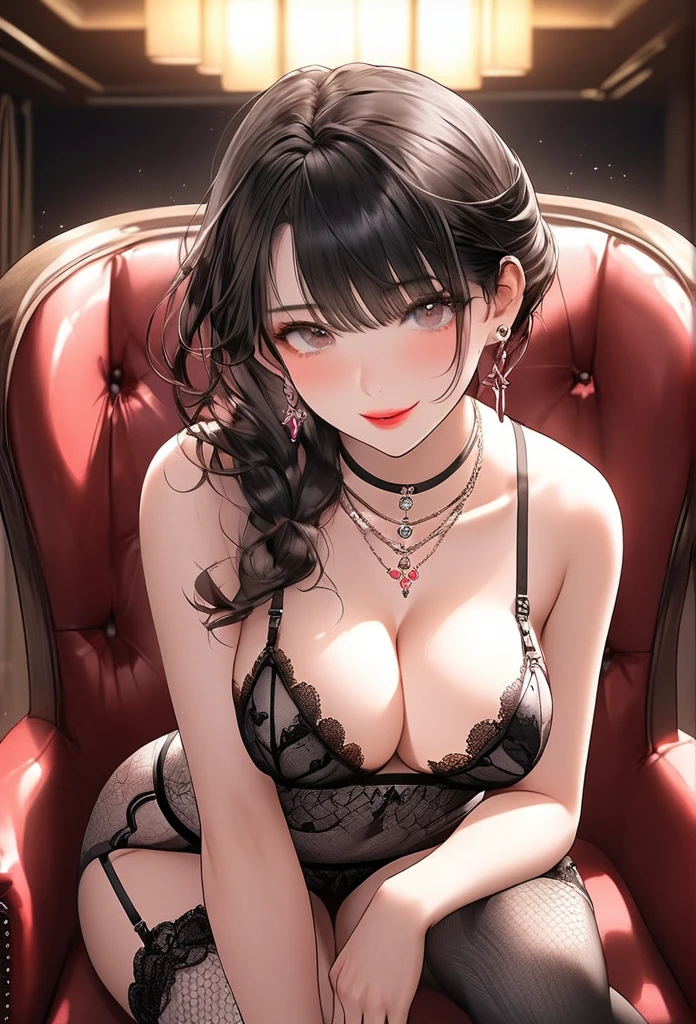 Highest quality　4K　Soapland　Edo entertainment district　She is posing sensually on the landing of the staircase in a mysterious Western-style building.　From the back　Backwards　Turn around　Full Body Shot　The whole body is visible　A sophisticated gravure idol　Young Sensual Gravure Idol　Gorgeous Japanese Model　Young Japanese　Attractive 30 year old Japanese widow　Graceful and sensual pose　Lewd face　Shy and seductive look　A look of contempt　A look of contempt　Captivating smile　Slightly parted lips　Seductive red lips　Sexy Body　Clear Eyes　Round eyes　Mole next to the lip　Beautiful and firm breasts　Beautiful E Cup Breasts　Attractive nail art　Chignon Hairstyles　Hair tied up　Medium Long Hair　Dark brownish blonde　hair ornaments　Wearing a sexy white lace dress　Sexy see-through floral white lace bra,White thong with obscene floral lace,　necklace　garter belt　Beige floral lace stockings　Earrings　Black high heels　派手なnecklace　Fine details　Beautiful anime illustrations　Beautiful Face　alone　High resolution, One Girl, Highest quality, Attention to detail,　Professional, Vibrant colors, Perfect Anatomy, ideal facial features, 理想的なProfessionalポーションの図, Perfectly beautiful body, Highly detailed skin, Glowing Skin, Glowing Skin, Cleavage　Mature hot body　Sparkle Effect, Anime Style, photograph,　Manga illustration　High quality and exquisite texture, Detailed and precise brushwork, Detailed and vivid depiction, Anatomically correct, Absurd aesthetics, Luxurious silk texture, Highest qualityの装飾, Detailed and attractive skin,