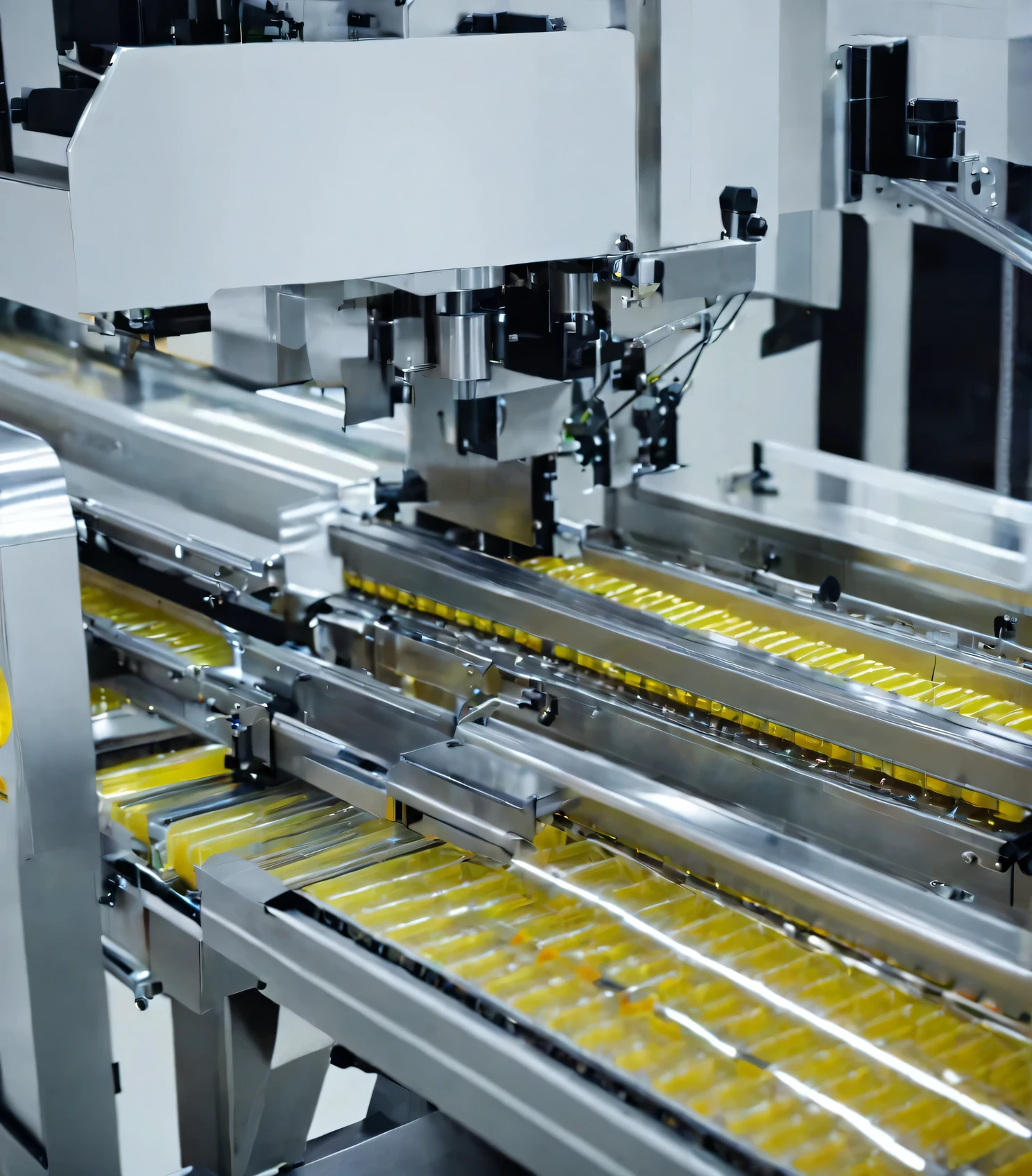 Visual: Closeup of a packaging machine in operation.