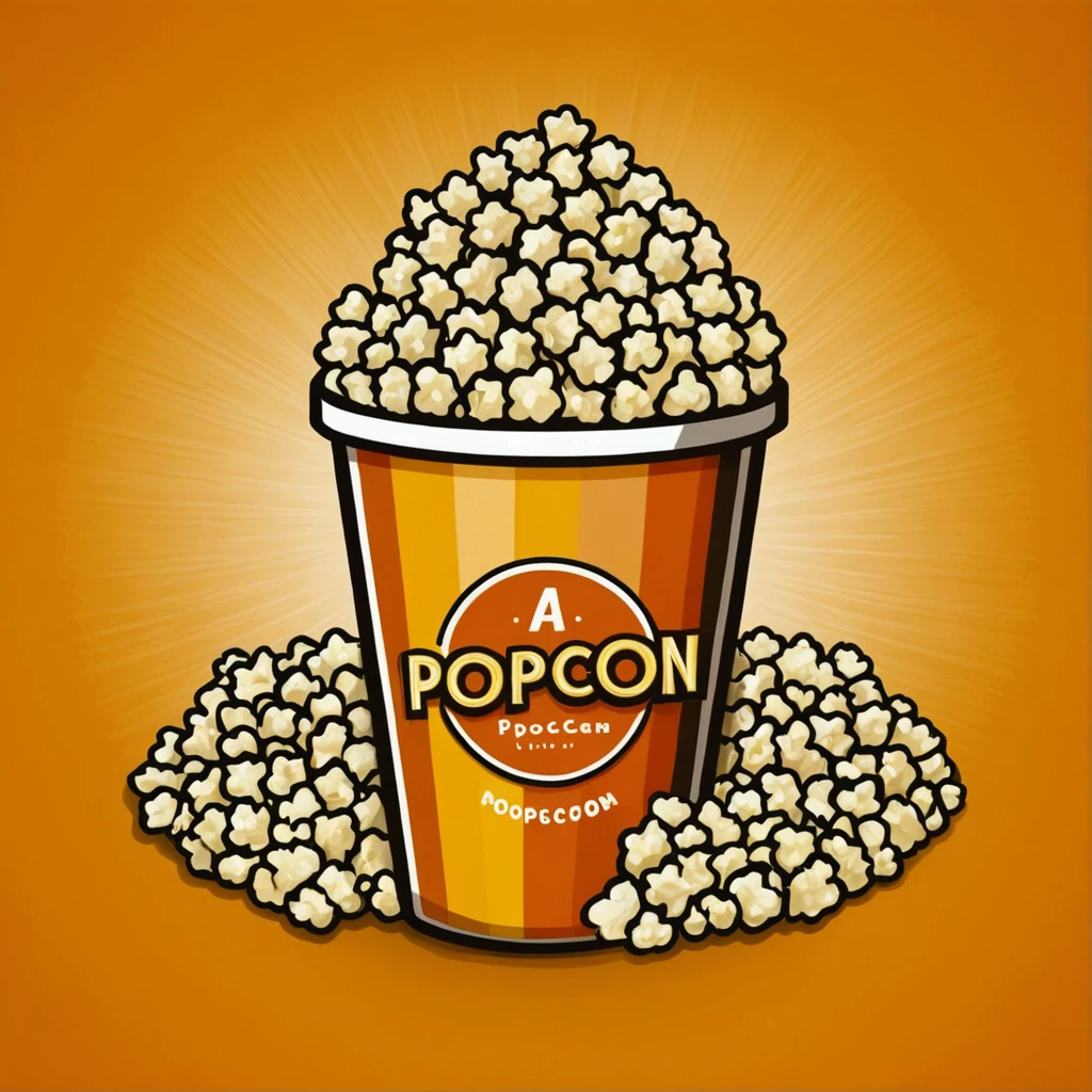 A popocorn logo with a very clean and flat design for a mobile app