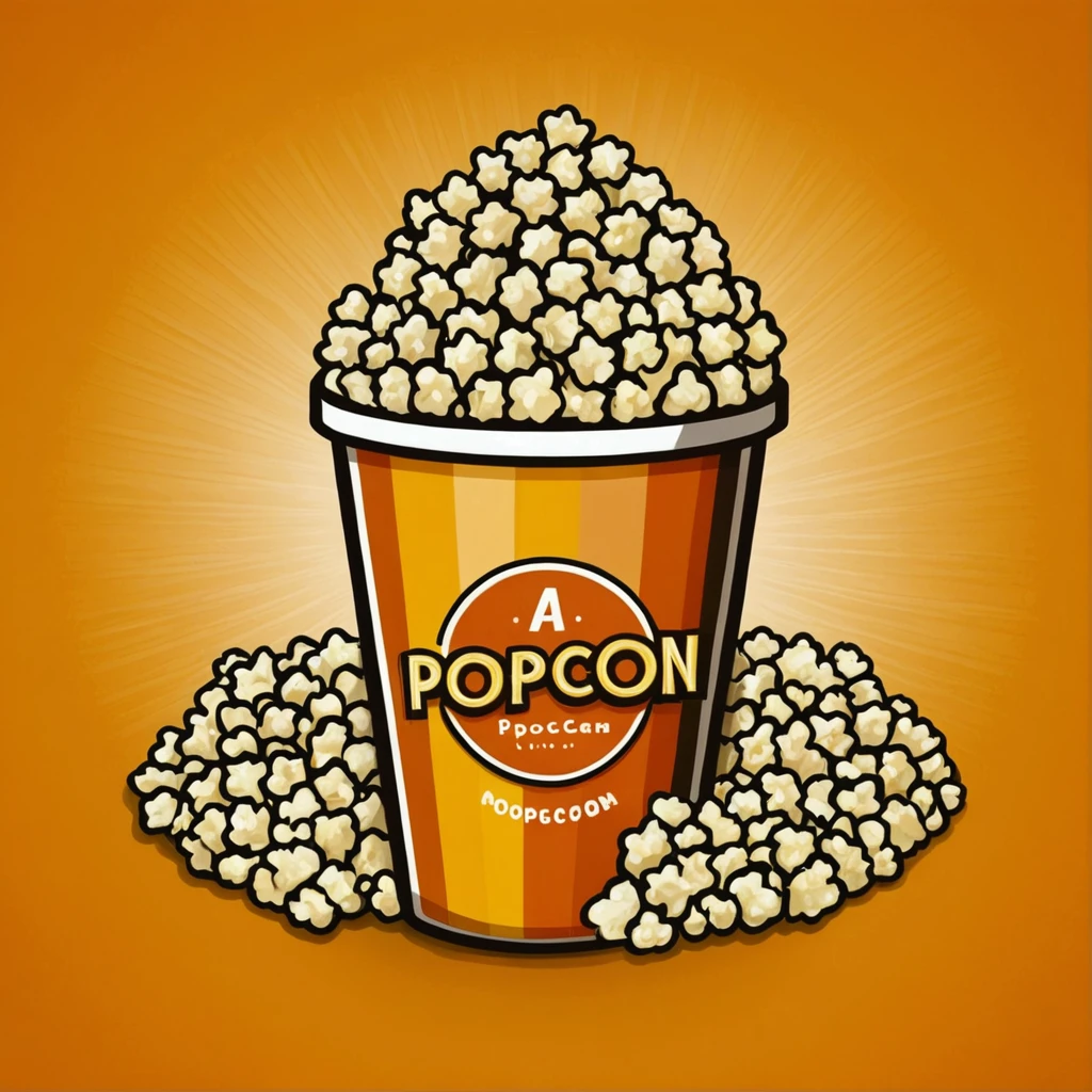 A popocorn logo with a very clean and flat design for a mobile app