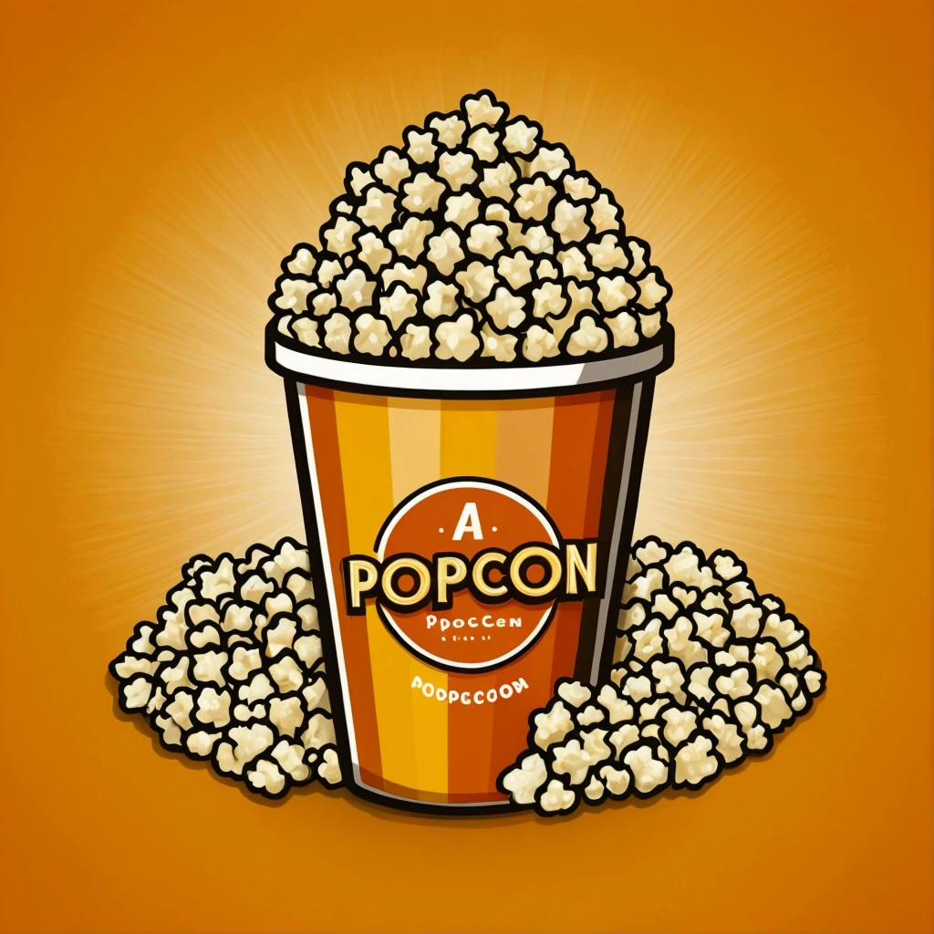 A popocorn logo with a very clean and flat design for a mobile app