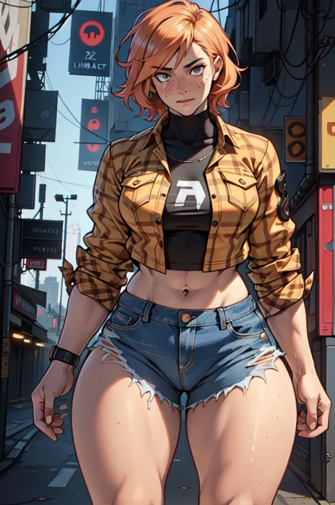 girl genie,(((1girl))),((girl with extremely cute and beautiful hair)),
(large breasts:1.4),(((orange hair:1.35,short hair))),(((eyes_orange:1.3))),intricate eyes,beautiful detailed eyes,symmetrical eyes,((fat)),((((lustrous skin:1.5,bright skin: 1.5,shiny skin,very shiny skin,shiny body,plastic glitter skin,exaggerated shiny skin,illuminated skin,wet legs))),(spider lower abdomen,narrow waist,wide hip,athletic body,inflated legs, thick thighs,detailed body,(detailed face)),
cute,slutty,seductive,erotic,(nsfw),
((woman mechanic wearing tattered worn-out stained military overalls)), ((his only clothing is overalls)),(((nipples covered by overalls:1.3), grunge, oily, sweaty, dirty, ripped)),show skin,((wet clothes)),
(dynamic pose:1.0),((happy)),(centered,scale to fit dimensions,Rule of thirds),
cyberpunk city by the ocean at night, with bright neon signs and dark stormy clouds and puddles, scenery:1.25,nighttime, starry night, cosmos,Very dark night that makes the neon lights stand out, very bright neon lights,nighttime, starry night, cosmos,
artistic photography,(photography taken by sldr),highres, sharp focus,(ultra detailed, extremely detailed), (photorealistic artwork:1.37),(extremely detailed CG unity 8k wallpaper),((synthwave background theme)),(((vibrant colors))),intricate,(intricate background),(masterpiece),(best quality),perfect rendered face,perfect face details,realistic face,photo realistic,analog style,((intricate detail)),(((realism))),
