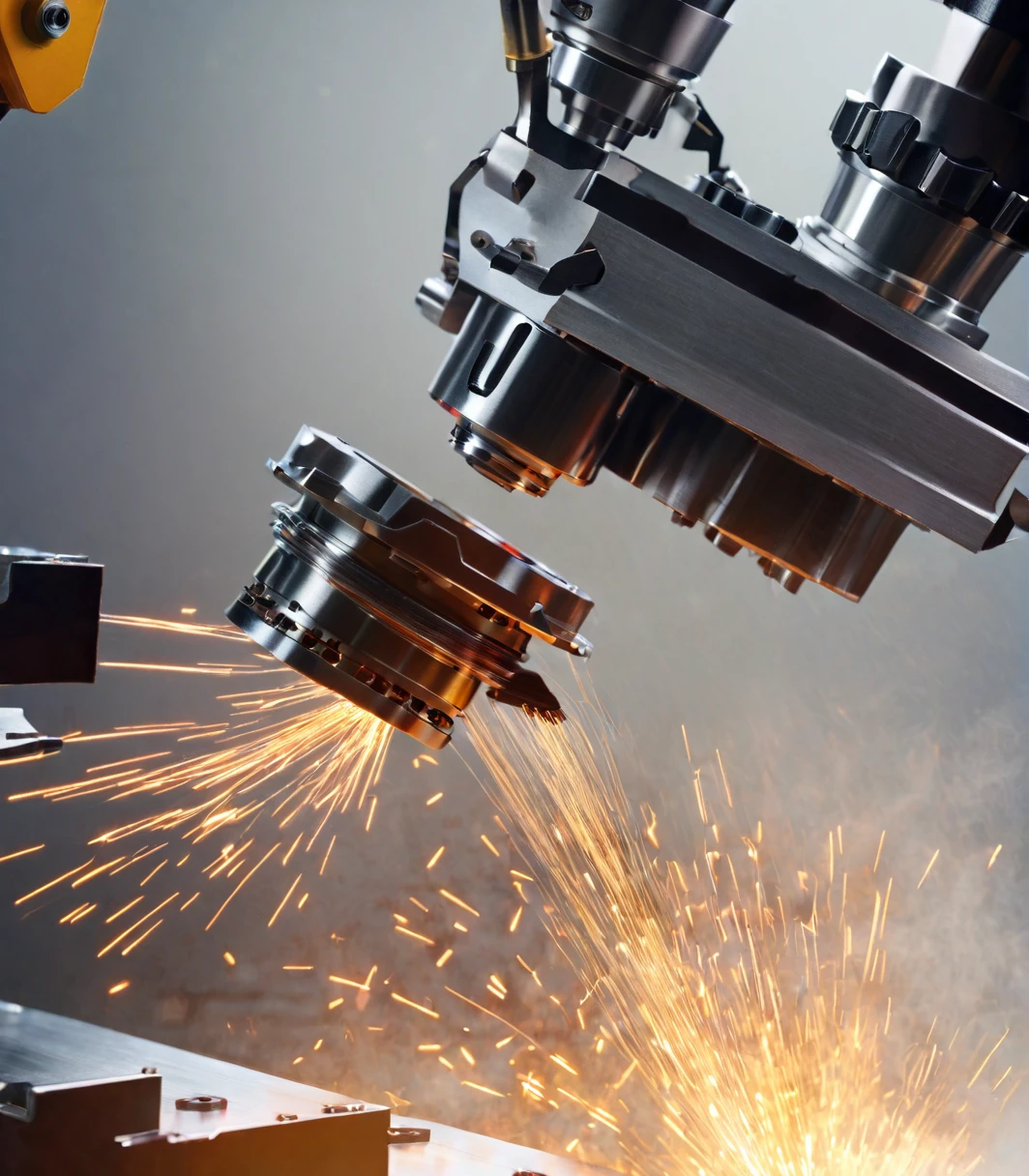 raw photo with incredible realistic and visual photo quality: Detail of machine components operating accurately.