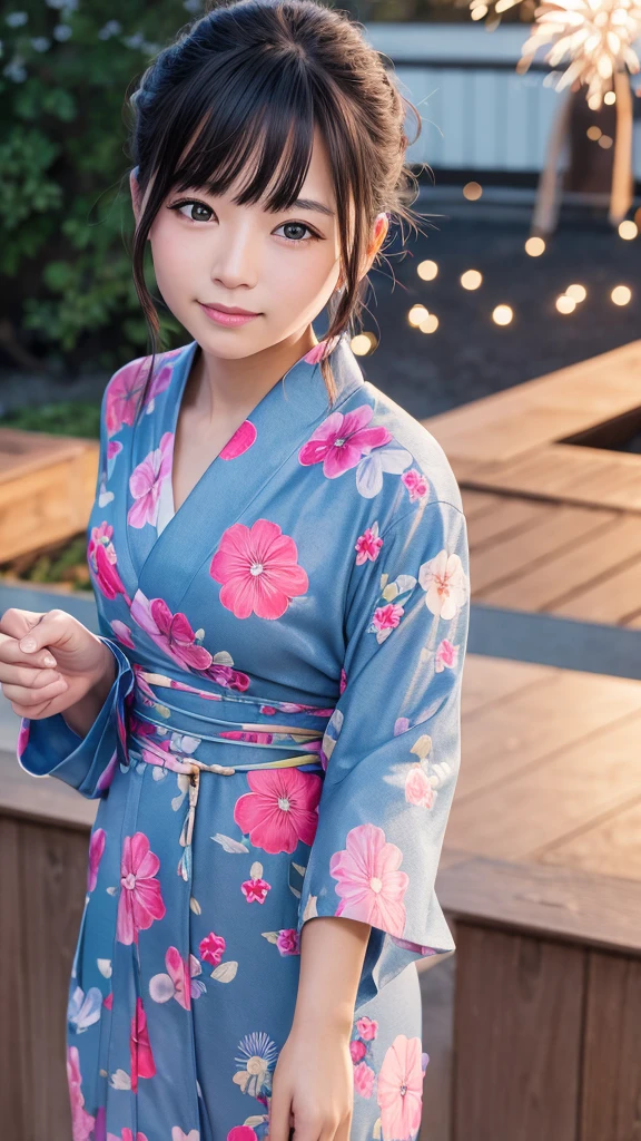 Best-quality, Masterpiece, Ultra-High-Resolution, (Photorealistic:1.4), Raw-Photo, 1girl, lesbian, 15-years-old, the most popular Japanese idol, extremely cute face like the most famous Japanese idol, extremely beautiful big-black-eyes, extremely beautiful short-hair, extremely beautiful skins, extremely beautiful lips, extremely beautiful extremely short body, having a lot of fun at Japanese hot spring inn, wearing Japanese-YUKATA, detailed Japanese-YUKATA