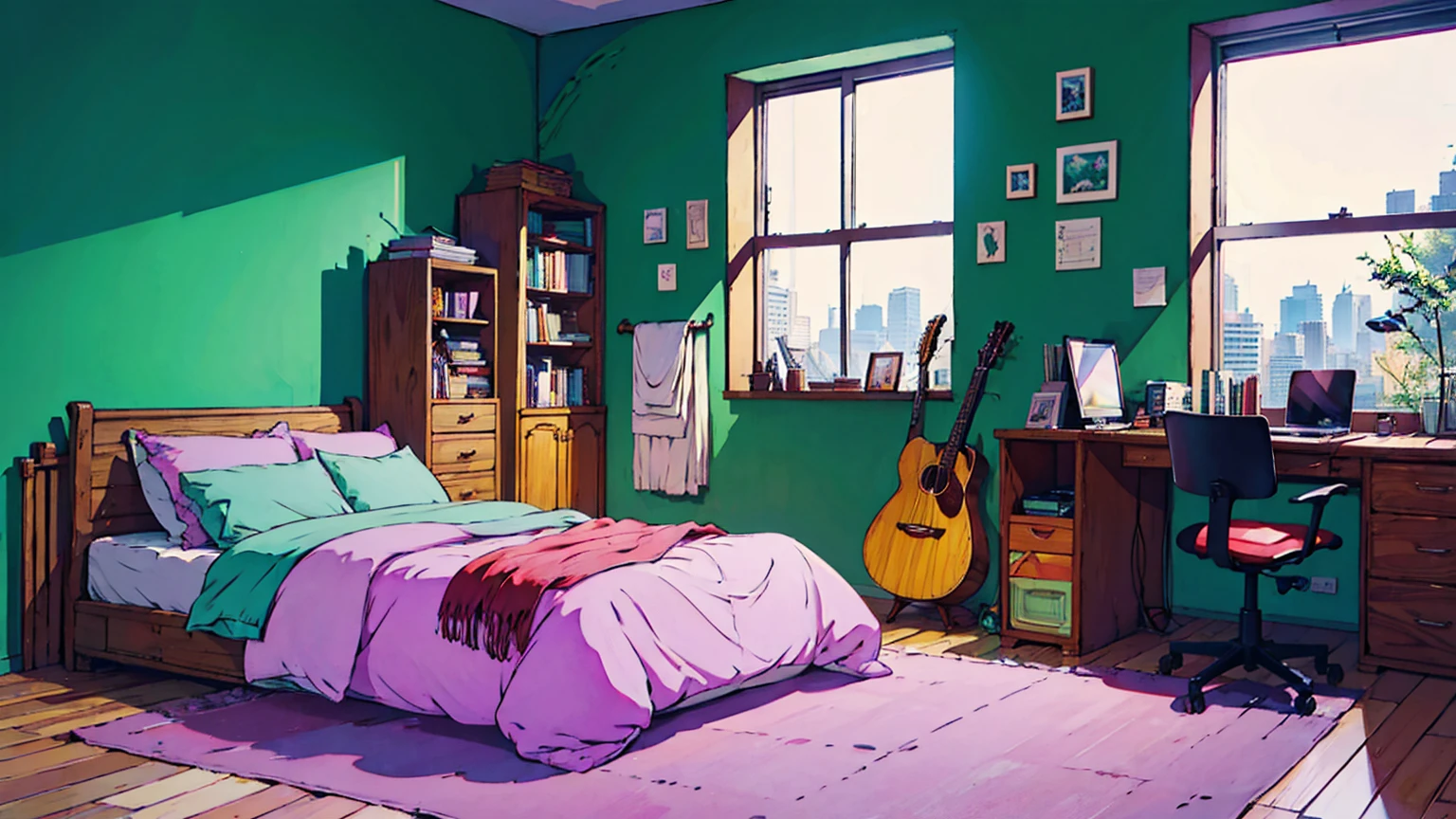 Lofi Song, cat sit on windows, bedroom, chill room, cozy room