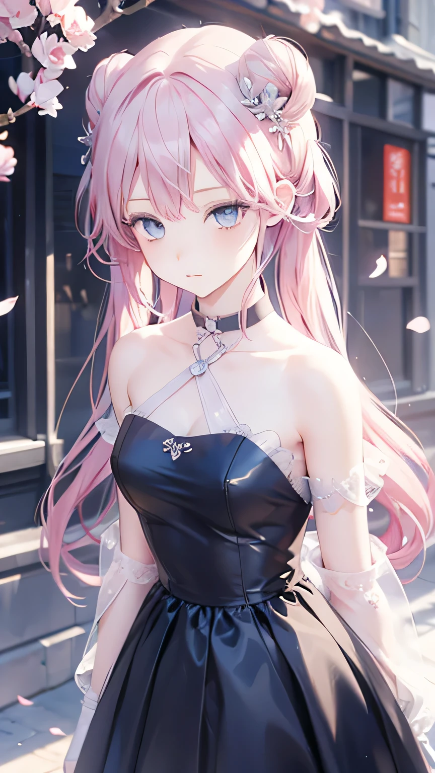 High resolution, masterpiece,Shikimori Michon, Pink Hair, alone, One Girl,outside,Detailed Background, fine grain, ((blue eyes))