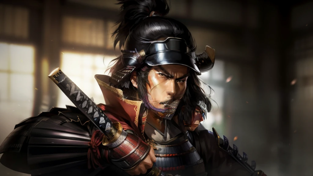8k、RAW Photos、Highest quality、High resolution:1.2)、(Realistic、Photorealistic:1.37),Holding a sword, Japanese Warrior, Epic Samurai Warrior, Sengoku period、Oda Nobunaga、Battle of Nagashino