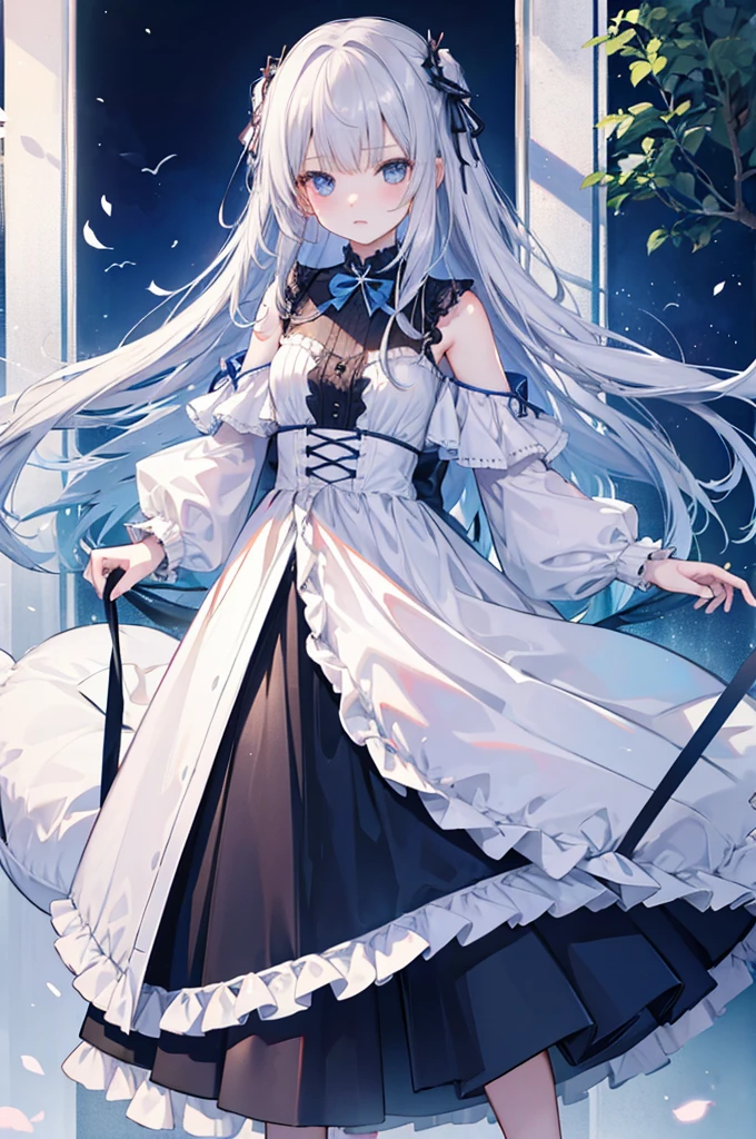 Girl、Long silver hair