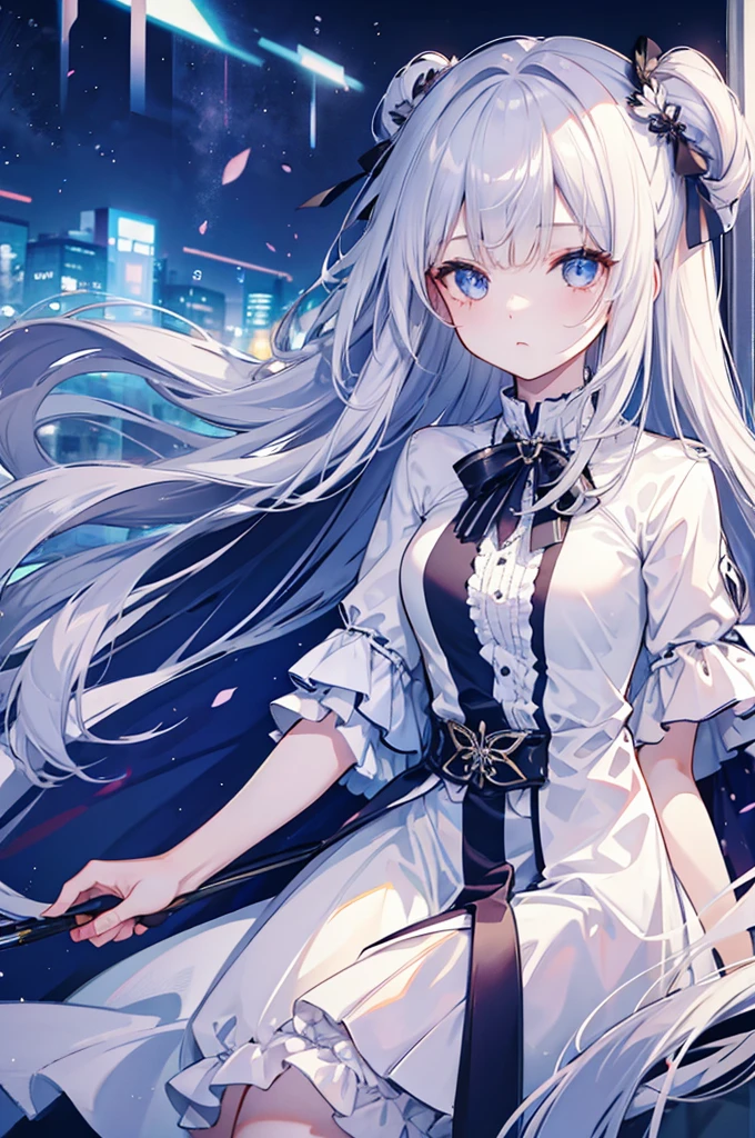 Girl、Long silver hair