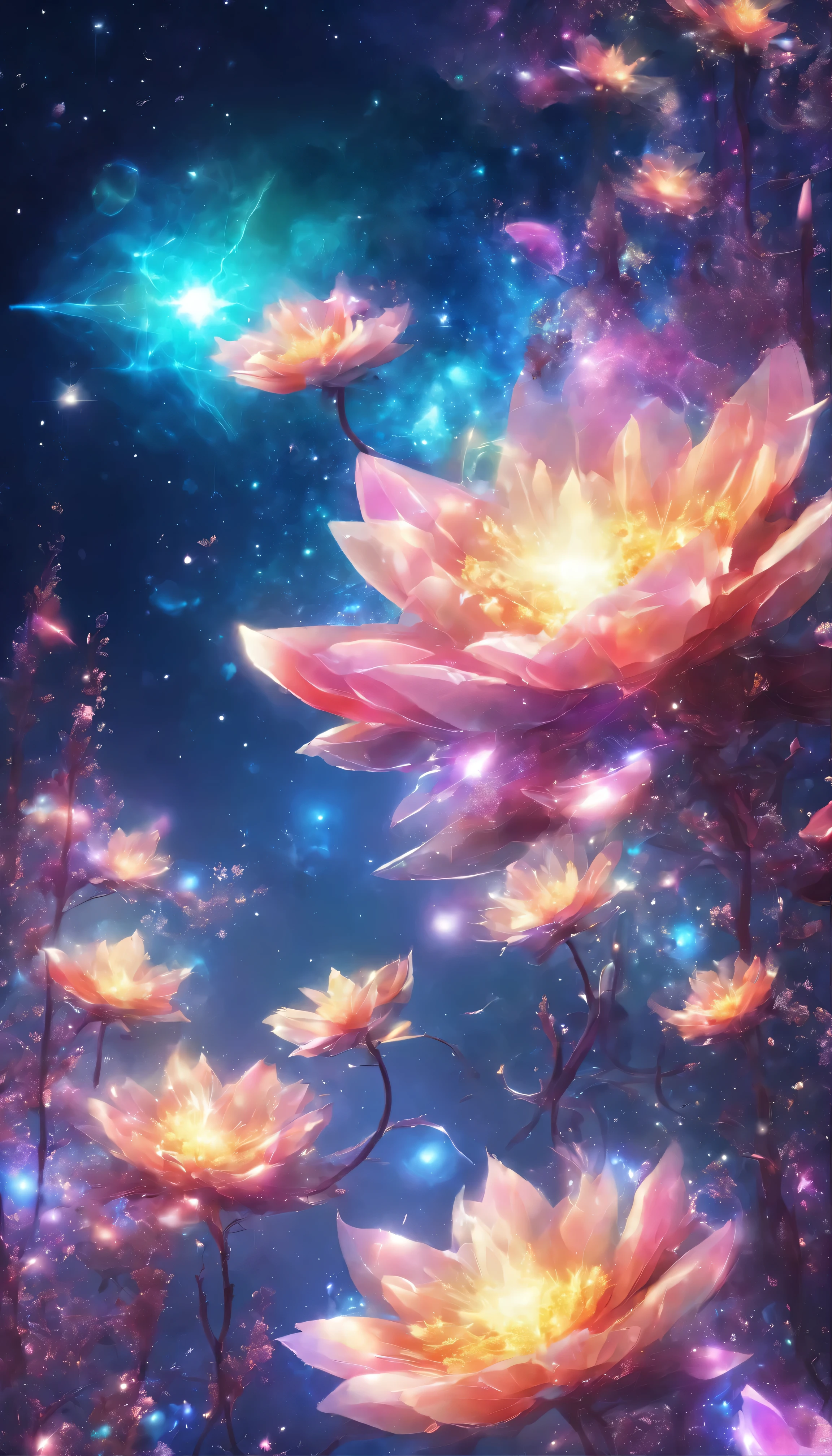 sunny, Starry sky, Aurora,Moonlight,Everything is expressed in jewels, The arrival of spring,
, Beautiful butterfly,View from below, Falling from the sky々A gem, Amazingly beautiful scenery, Slightly hazy, wonderful, High resolution, 8k, (Highest quality, High resolution, Realistic:1.37), Shiny metallic flowers, Intricate and delicate petals, Reflective surface, Vibrant colors, Intricate details, Close-up view, 超Realisticな庭園, 超Realisticな美しさ, Dreamy atmosphere, Fine art, Abstract Plants, Metallic engraving, Contrasting Textures, Mysterious glow