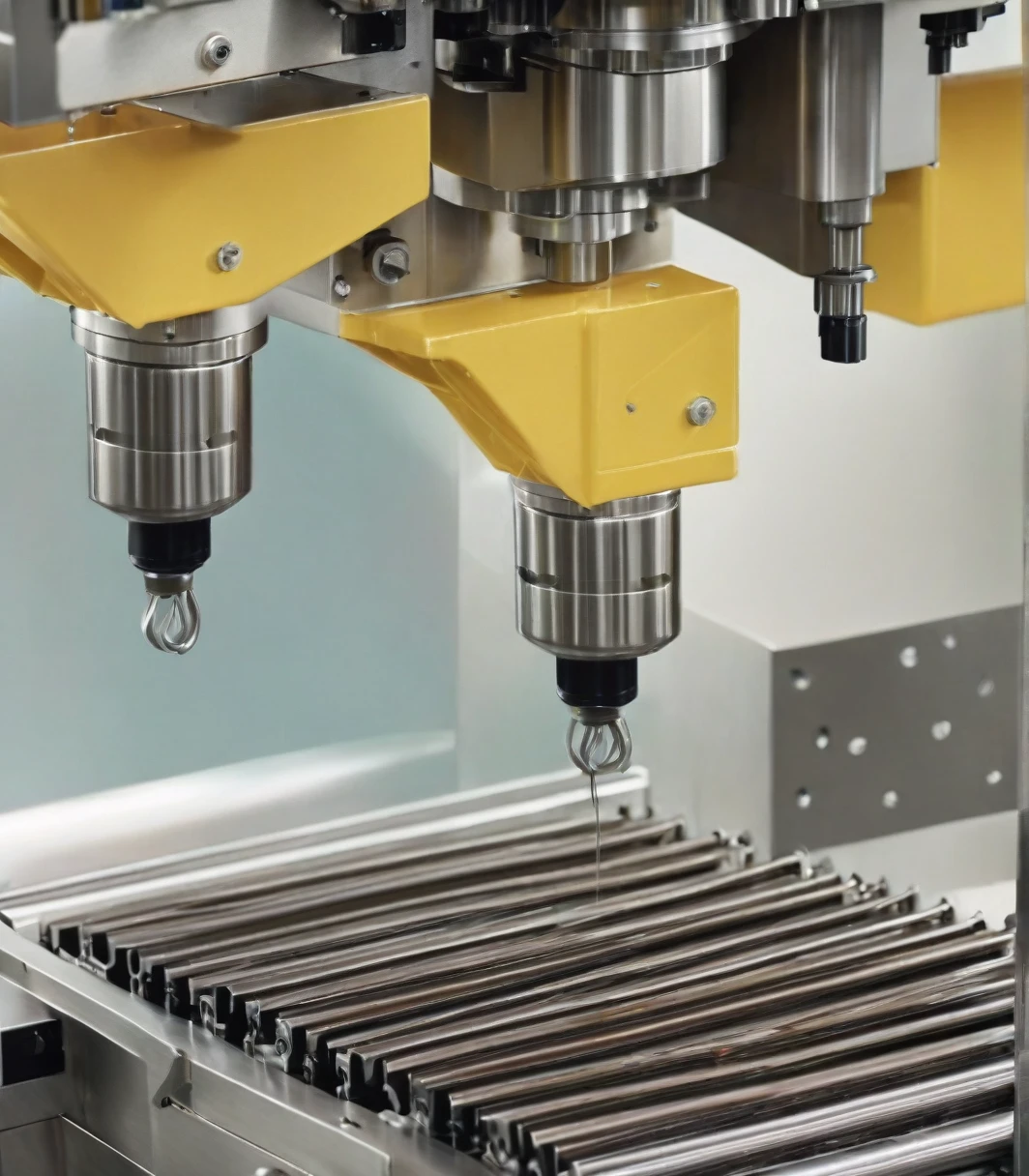 raw photo with incredible realistic and visual photo quality: Detail of packaging machine components operating accurately.