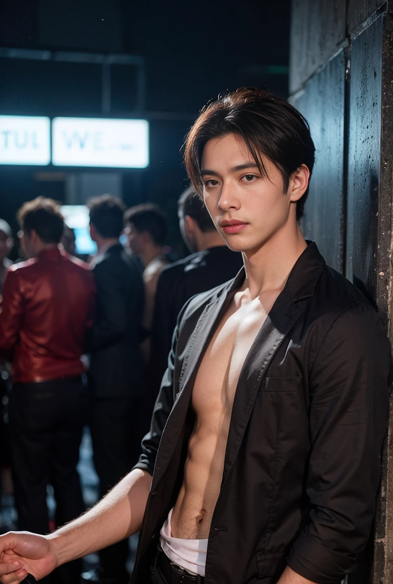 Real, Raw, Photo, Realistic photography ,handsome men short hair , night , nightclub ,rating_save