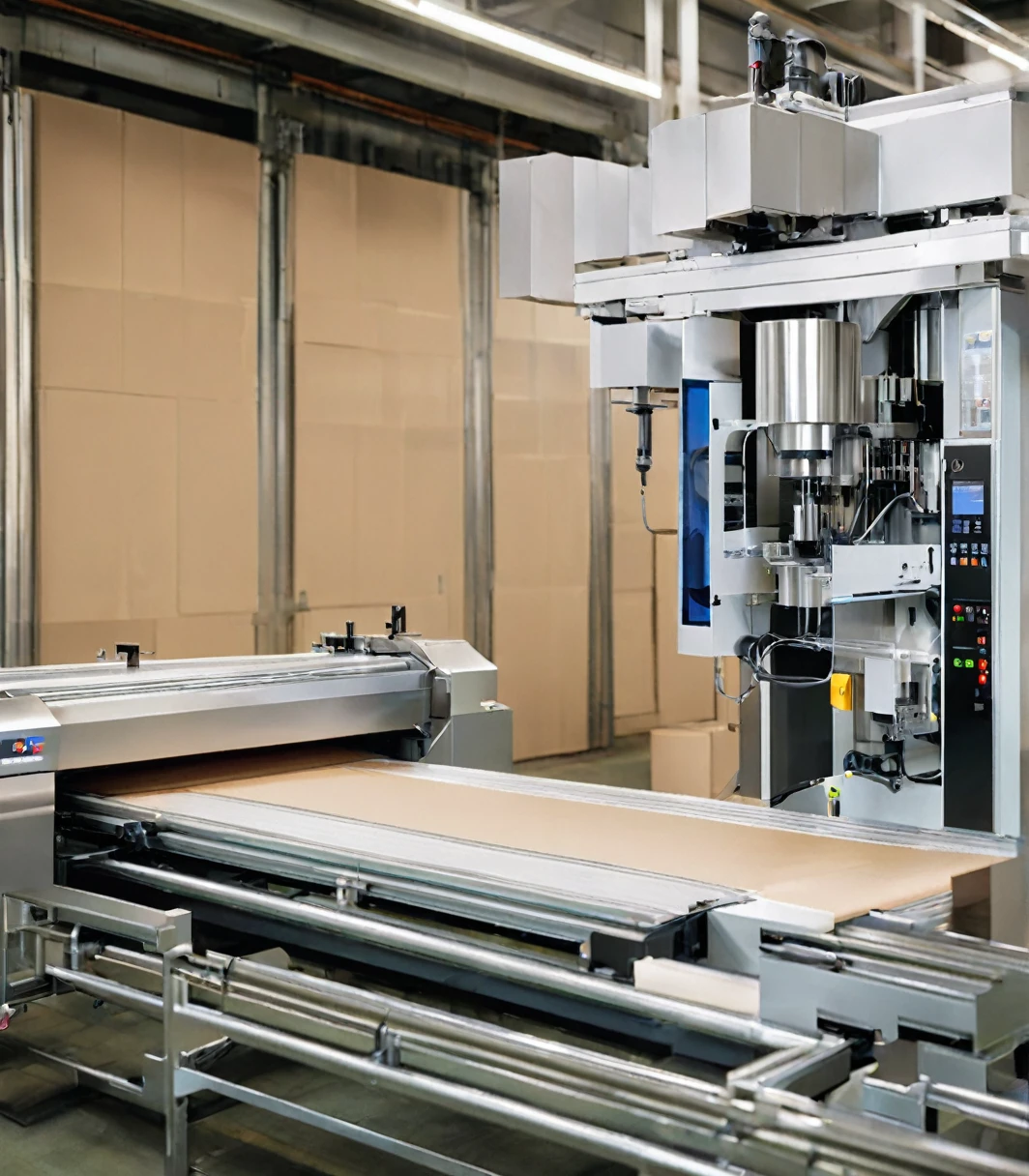 Packaging process • Visual: The machine packaging products quickly.