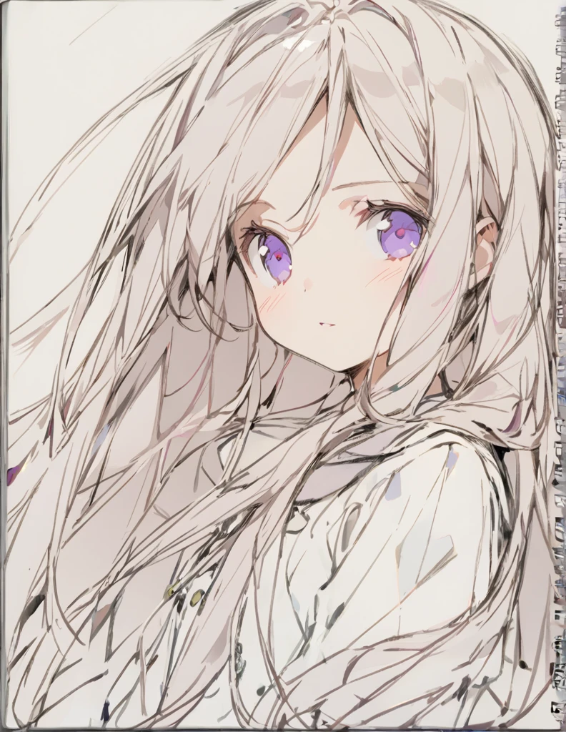 A girl (Sketches), (Open Close), (Small body), (blue:1.5） (long Hair:1.9), (purple eyes)輝く　戦う
