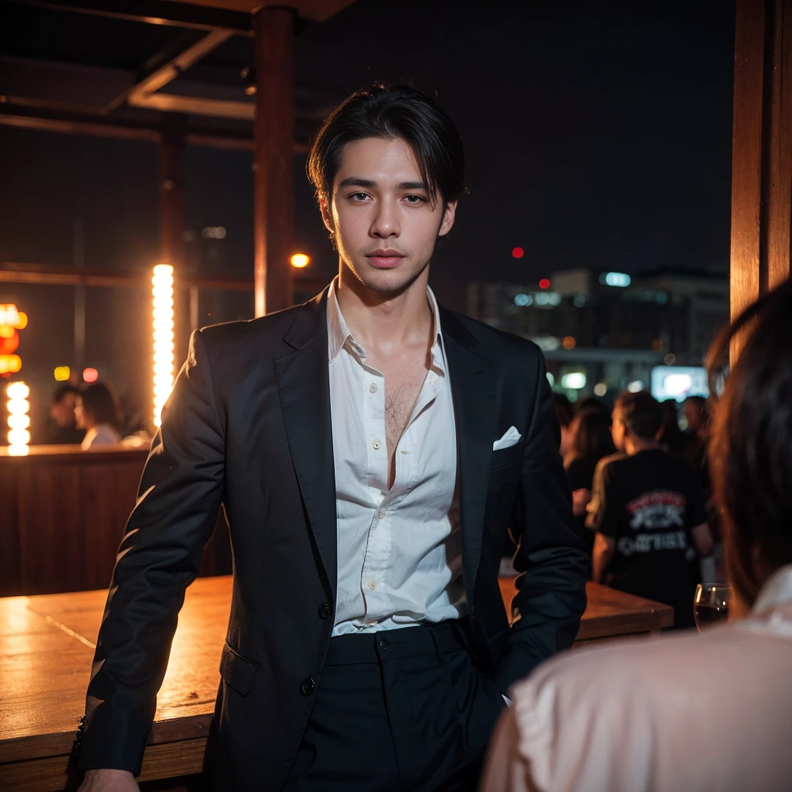 Real, Raw, Photo, Realistic photography ,handsome men , night , nightclub ,rating_save
