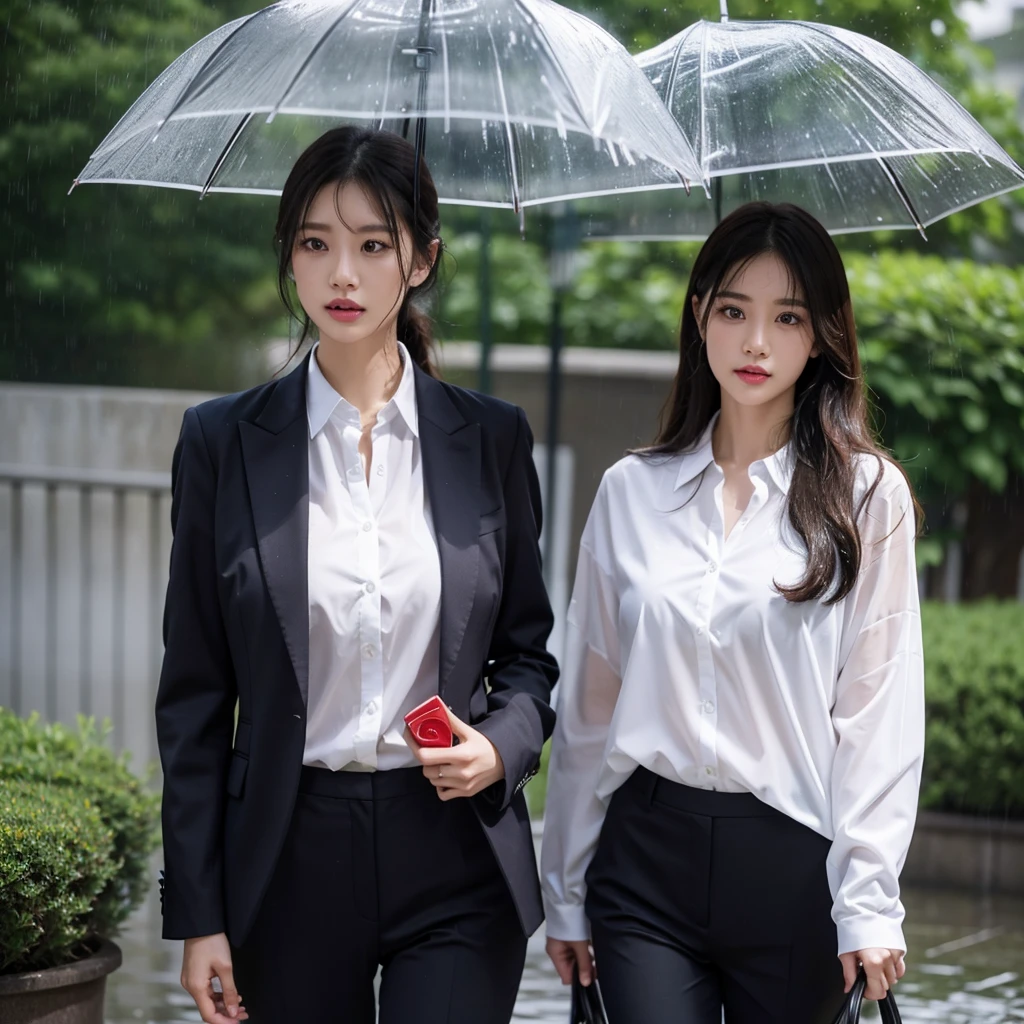 No umbrella、No umbrella、Hair getting wet in the rain、No umbrella、Rain-soaked hair、Beautiful woman getting wet in the rain、No umbrella美人、typhoon、No umbrellaで水に濡れる、Beautiful woman in the rain、雨で濡れたBeautyOL、Detailed face、Realistic、beautiful girl、Beauty、Office Lady Uniform、beauty、Beautiful woman、Narrow waist、Handsome woman、Tight pants look、suit、Sexy pose、タイトなsuitパンツ、雨で濡れたsuit、Wet shirt、See-through shirt、Shot in heavy rain、See-through underwear