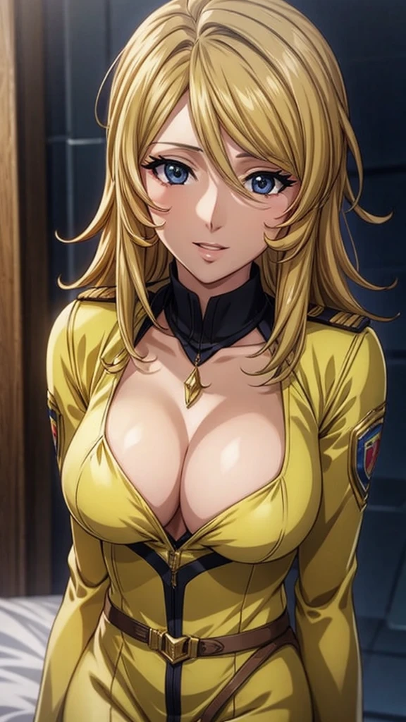 anime,Elegant mature woman,Perfect Eyes, blonde, Medium Hair, High resolution CG 8k, Beautiful CG, Soft Light,masterpiece,(Iris),(Aesthetic Anime Eyes),smile,