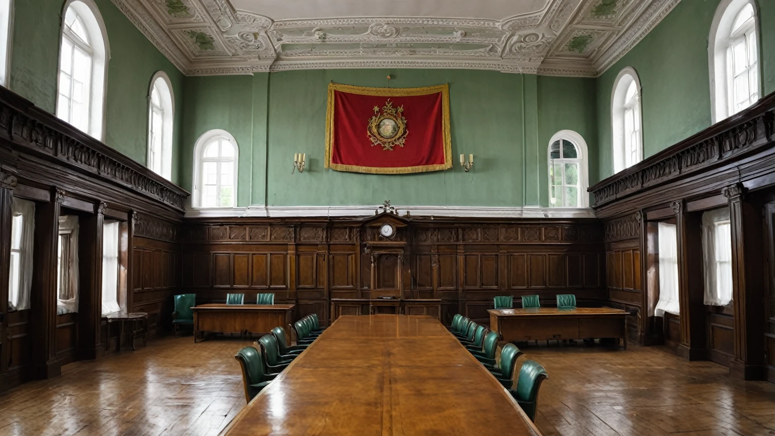 interior of a old-fashioned traditional town hall council chamber, Georgian interior design, background