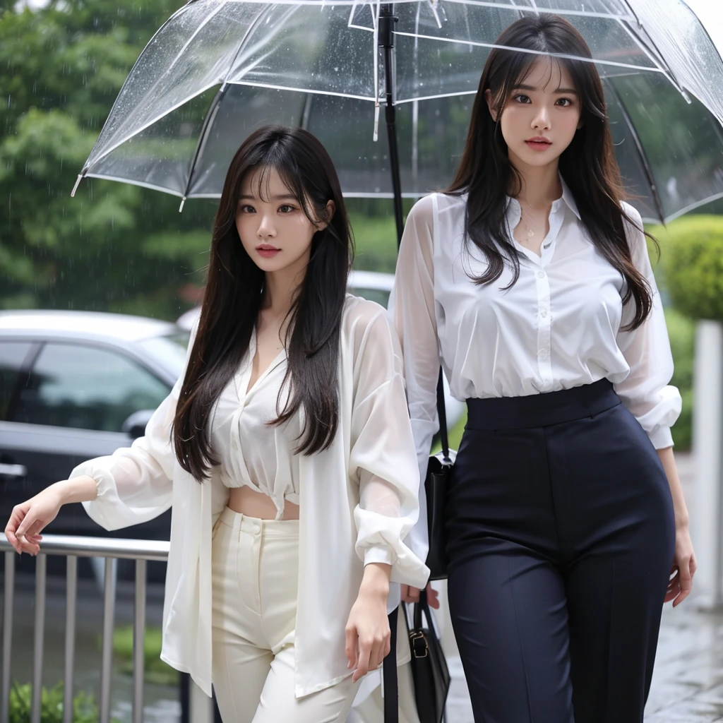 No umbrella、No umbrella、Hair getting wet in the rain、No umbrella、Rain-soaked hair、Beautiful woman getting wet in the rain、No umbrella美人、typhoon、No umbrellaで水に濡れる、Beautiful woman in the rain、雨で濡れたBeautyOL、Detailed face、Realistic、beautiful girl、Beauty、Office Lady Uniform、beauty、Beautiful woman、Narrow waist、Handsome woman、Tight pants look、suit、Sexy pose、タイトなsuitパンツ、雨で濡れたsuit、Wet shirt、See-through shirt、Shot in heavy rain、See-through underwear