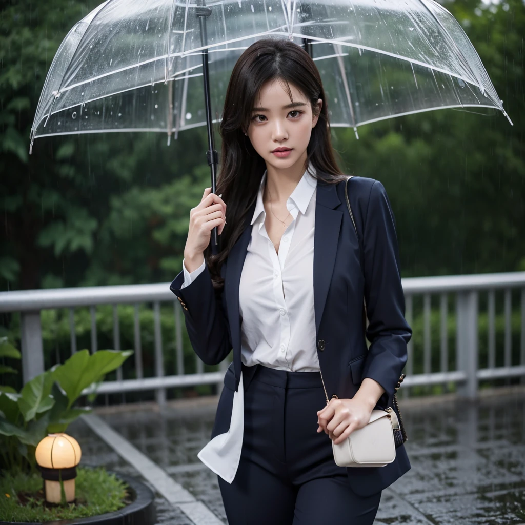 No umbrella、No umbrella、Hair getting wet in the rain、No umbrella、Rain-soaked hair、Beautiful woman getting wet in the rain、No umbrella美人、typhoon、No umbrellaで水に濡れる、Beautiful woman in the rain、雨で濡れたBeautyOL、Detailed face、Realistic、beautiful girl、Beauty、Office Lady Uniform、beauty、Beautiful woman、Narrow waist、Handsome woman、Tight pants look、suit、Sexy pose、タイトなsuitパンツ、雨で濡れたsuit、Wet shirt、See-through shirt、Shot in heavy rain、See-through underwear
