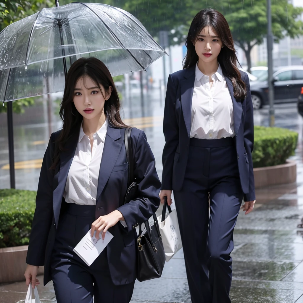 No umbrella、No umbrella、Hair getting wet in the rain、No umbrella、Rain-soaked hair、Beautiful woman getting wet in the rain、No umbrella美人、typhoon、No umbrellaで水に濡れる、Beautiful woman in the rain、雨で濡れたBeautyOL、Detailed face、Realistic、beautiful girl、Beauty、Office Lady Uniform、beauty、Beautiful woman、Narrow waist、Handsome woman、Tight pants look、suit、Sexy pose、タイトなsuitパンツ、雨で濡れたsuit、Wet shirt、See-through shirt、Shot in heavy rain、See-through underwear