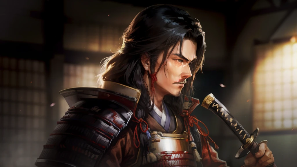 8k、RAW Photos、Highest quality、High resolution:1.2)、(Realistic、Photorealistic:1.37),Holding a sword, Japanese Warrior, Epic Samurai Warrior, Sengoku period、Oda Nobunaga、Battle of Nagashino