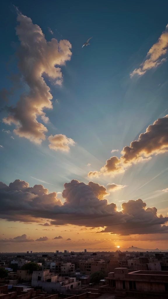 Sky picture, rajasthan Sunset, india, instagram story material, aesthetic, clouds, birds, show less sky with dragon across the clouds
