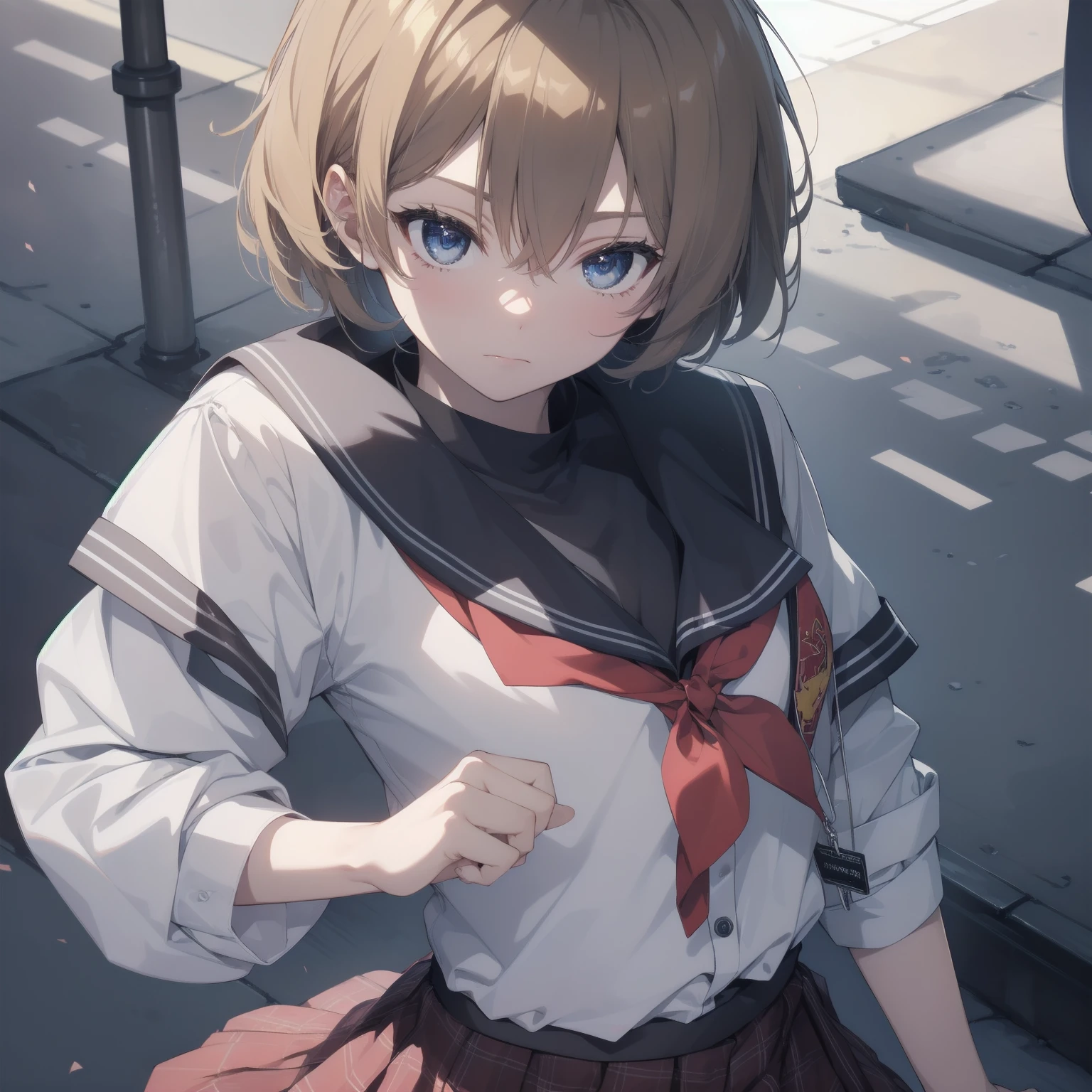 ultra-absurdres-Top quality by artist God, ultra-detailed, high resolution, anime moe artstyle, best anime 8k konachan wallpaper, pixiv contest winner, pool:2810, perfect anatomy,break, 1girl, (Please draw a girl walking sleepily to school alone. )break,(Solo,little female, 13-year-old:1.3),Full limbs, complete fingers,a junior high school student, (very short hair), short cut, flat chest, , small butt, small black eyes, beautiful detailed eyes, well-proportioned iris and pupils, expressive eyes, highres detailed hair, soft expression, salor school_uniform, sailor collar, serahuku, bow, pleated skirt,(Detailed Lighting), (Detailed background), in the School commute route. break,super detailed skin, Best cinematic lighting powered by famous artist, 8k,beauty illustration,photoshop_(medium),very aesthetic,break,((artist:kotorai )), artist:clamp ,artist:carnelian ,artist:kantoku ,