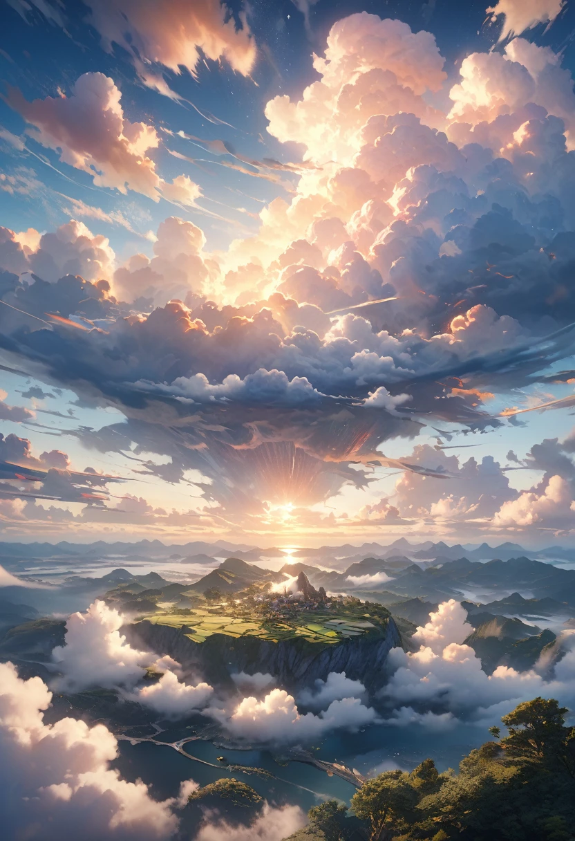 (Beautiful detailed sky with clouds:1.5)、Dog floating in the sky、(詳細でRealな空:1.4)、Fluffy Clouds、Serene atmosphere、Peaceful setting、(Highest quality、8k、High resolution、masterpiece:1.2)、Super detailed、(Real、Photorealistic、Photorealistic:1.37)、landscape、Bright colors、Dramatic lighting、Cinematic composition、Ethereal、Whimsical、dream-like