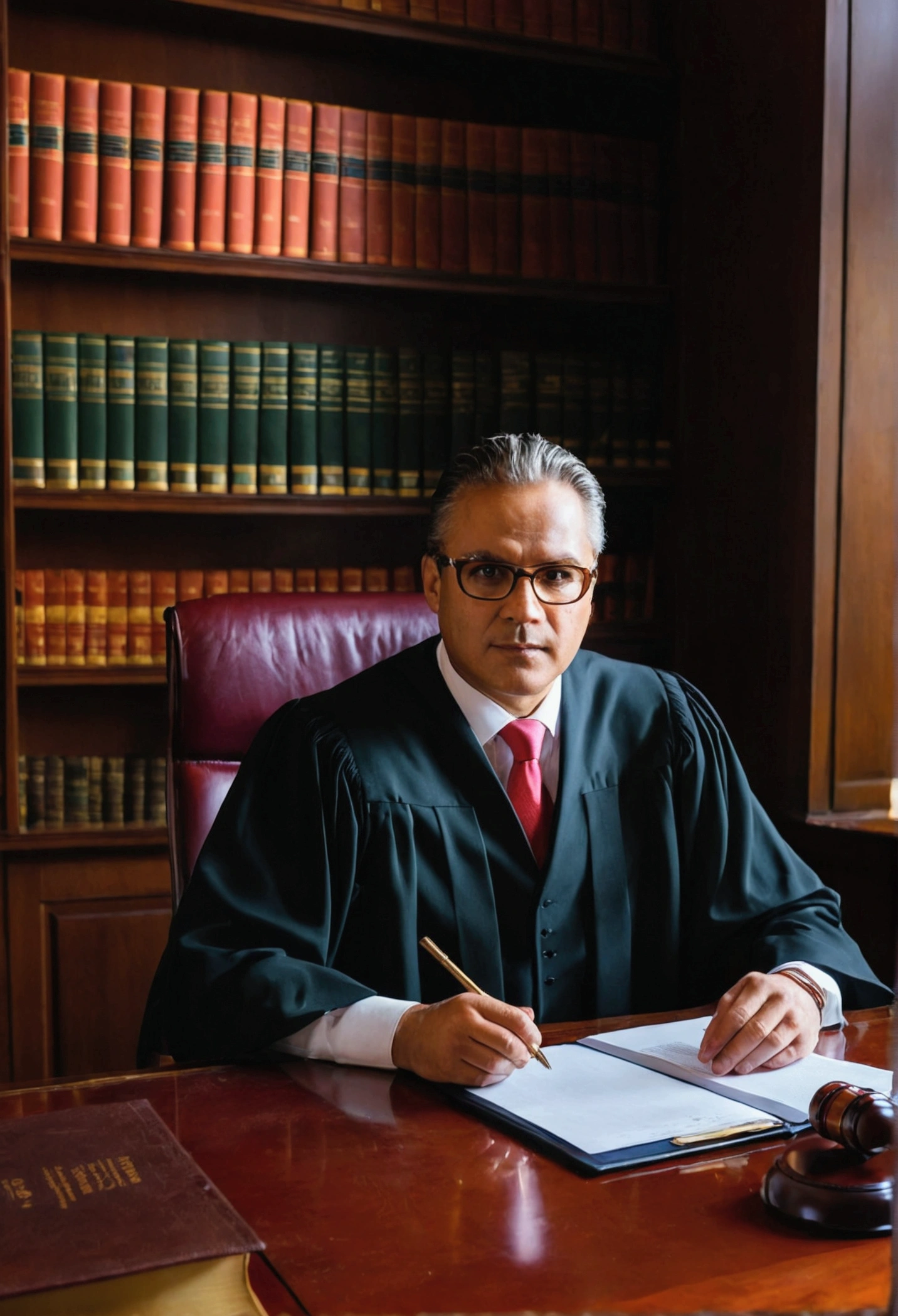 Lawyer in his office