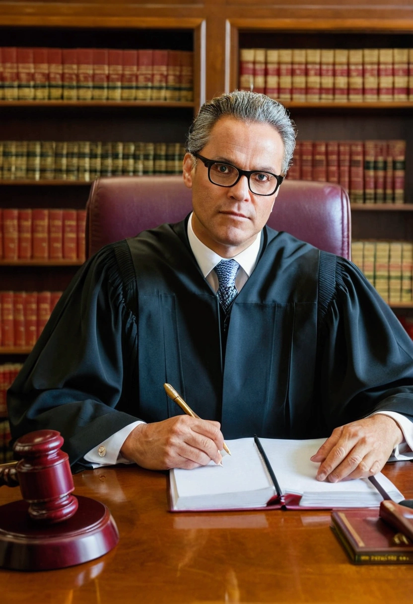Lawyer in his office