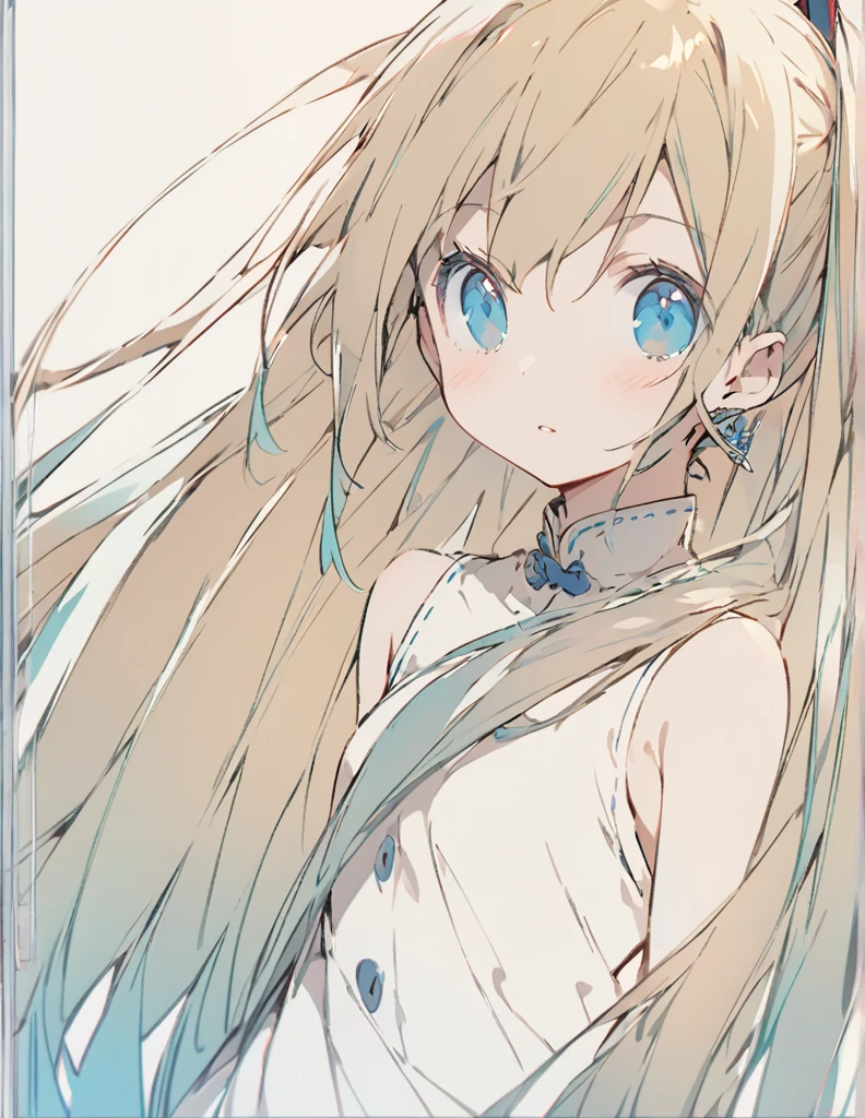 Hatsune miku (Sketches), (Open Close), (Small body), (blue:1.5) (long Hai), (blue eyes)輝く 戦う